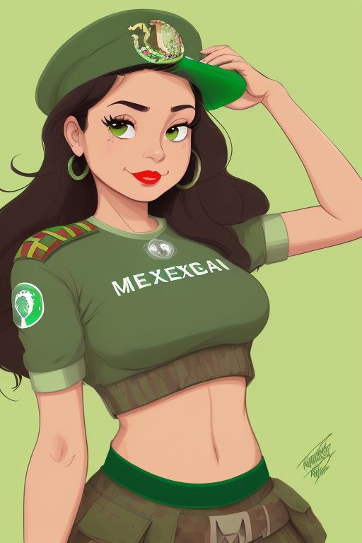 ai_generated american_dad army army_cap army_girl army_uniform bad_spanish bad_spelling black_hair colombian colombian_army_soldier_1 colombian_female crop_top earrings female female_only latina latina_female looking_at_viewer pin_up red_lipstick smile smiling smiling_at_viewer soldier