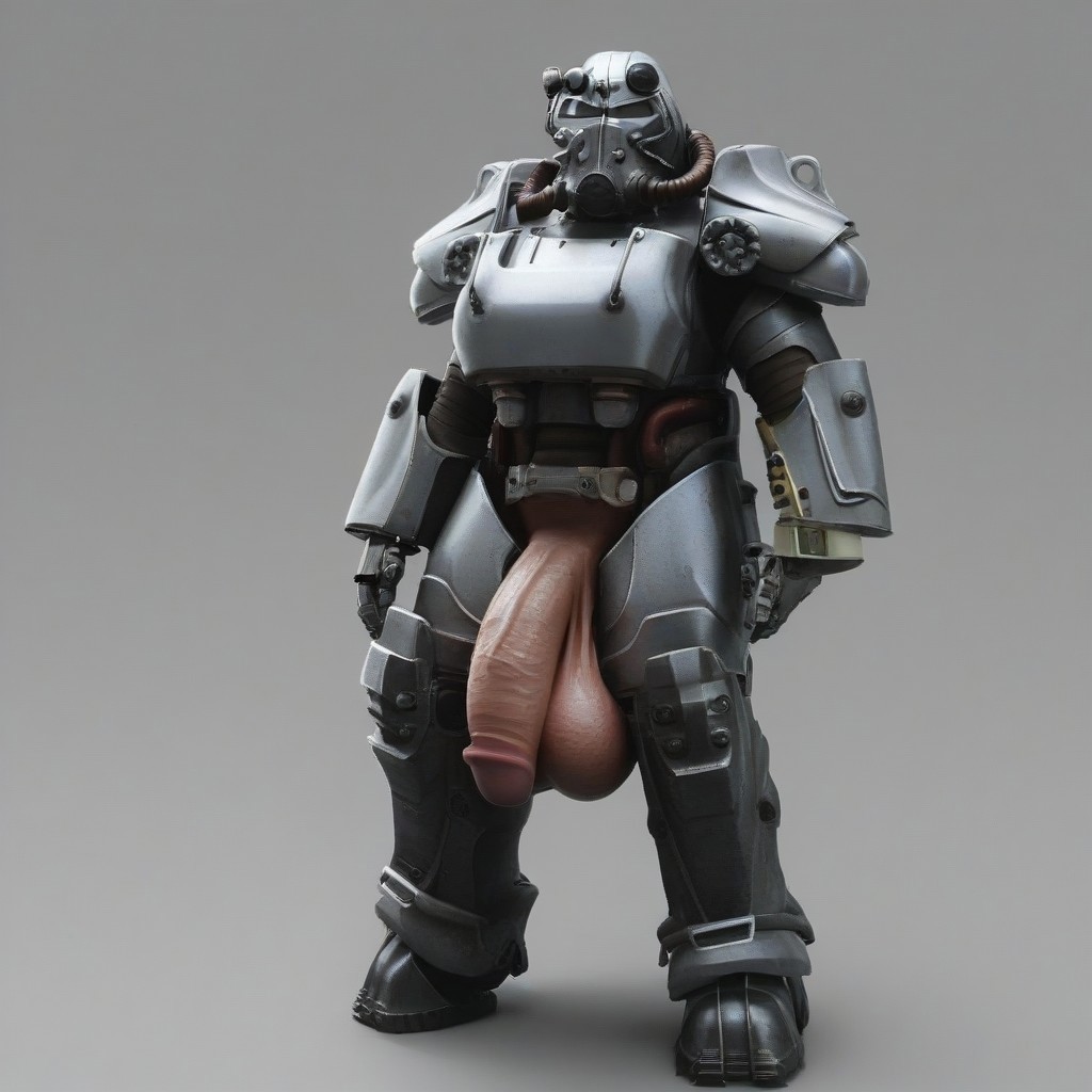 ai_generated ambiguous_gender armor balls big_balls big_penis civitai fallout flaccid flaccid_penis futazealot huge_balls huge_cock light_skin low_hanging_balls penis penis_out_of_armor power_armor sagging_balls solo