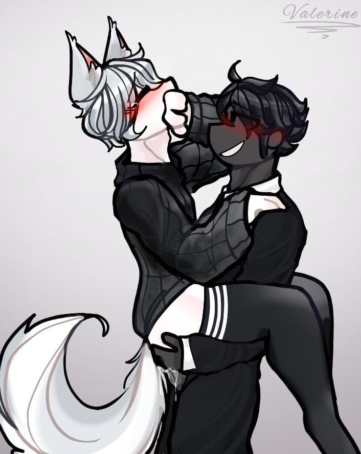 7n7o artist_name blush carrying carrying_partner closed_eyes cum cum_in_ass ears_up femboy furry gay gray_hair gray_skin orgasm penetration raiucouchman roblox roblox_avatar source_request tagme tail thigh_highs turtleneck_sweater valerine white_hair white_skin