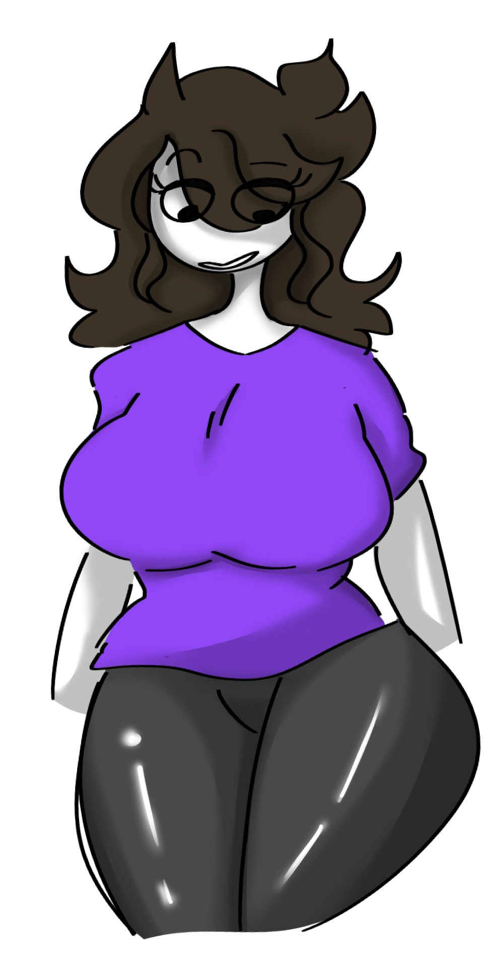 1girls big_breasts bogdraws fully_clothed glistening jaiden jaiden_animations looking_down solo solo_female solo_focus standing thick_thighs white_background youtube youtuber