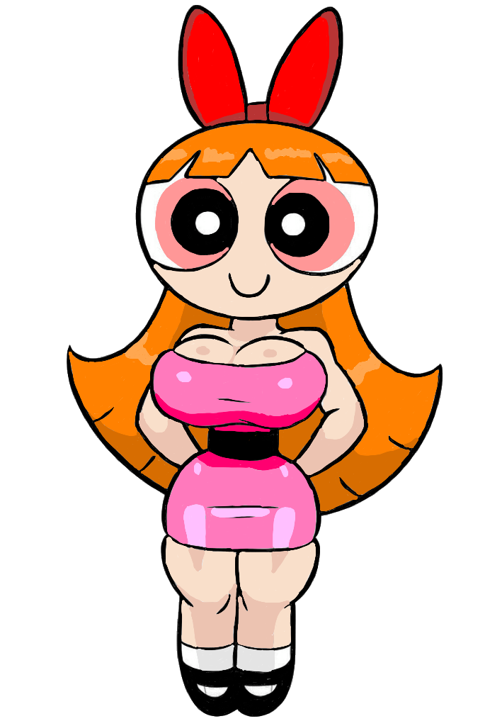 1girls big_breasts blossom_(powerpuff_girls) bow cartoon_network cleavage floating ginger hands_behind_back paulinebabe powerpuff_girls superheroine thick thick_thighs thin_waist voluptuous