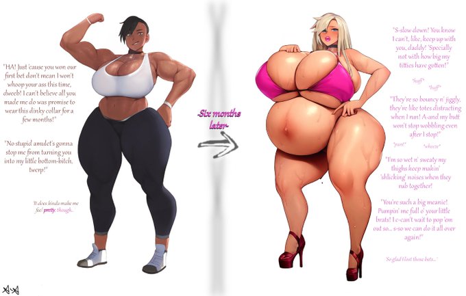 apparent-apparatus big_ass big_breasts big_lips bimbo bimbo_body bimbo_lips bimbofication dark_skin instant_loss_2koma muscular_female pregnant pregnant_female skimpy_clothes sports_bra tan_skin voluptuous voluptuous_female