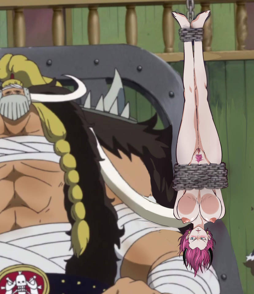 bare_breasts bare_legs barefoot beast_pirates big_breasts breasts chained chains completely_naked completely_naked_female completely_nude completely_nude_female female ginrummy hairy_pussy hanging hanging_breasts hanging_upside_down horns jack_(one_piece) large_breasts magenta_hair male naked naked_female nude nude_female one-piece one_piece punishment upside-down vagina visible_pussy