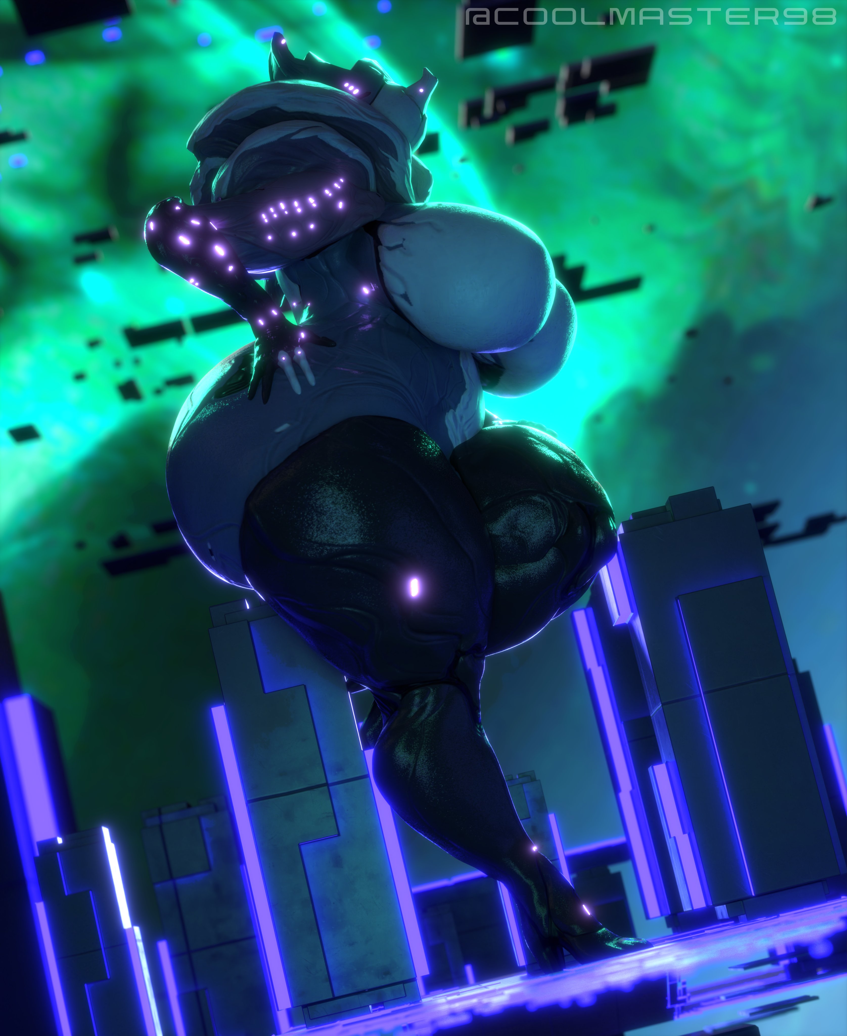1girls, ass, big ass, big breasts, breasts, coolmaster98, curvy, curvy figure, fat, female, female focus, hand on hip, huge ass, huge breasts, huge thighs, large ass, large breasts, large thighs, saryn (warframe), side view, sideboob, solo, solo female, standing on one leg, thick thighs, thighhighs, thighs, voluptuous, warframe, watermark
