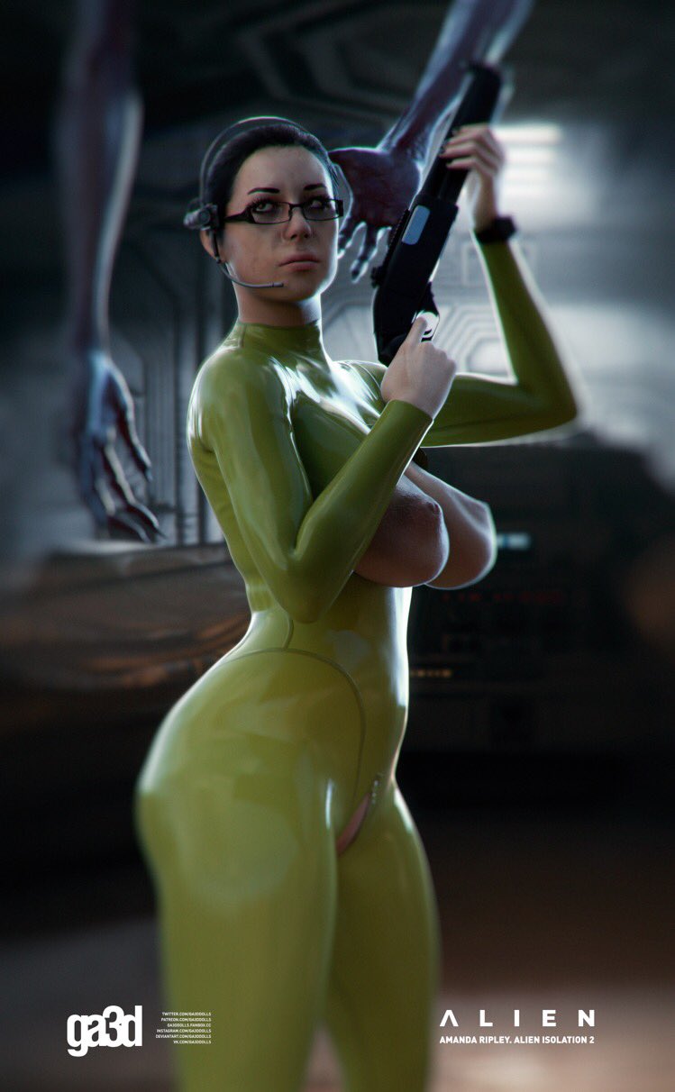 1girls 3d alien alien:_isolation alien_(franchise) amanda_ripley big_breasts breasts busty casual cleavage clothing curvy electronics eyewear female firearm ga3ddolls hair headset hips hourglass_figure human humanoid large_breasts legs light-skinned_female light_skin lips pale_skin shotgun thick thick_legs thick_thighs thighs voluptuous weapon wide_hips xenomorph