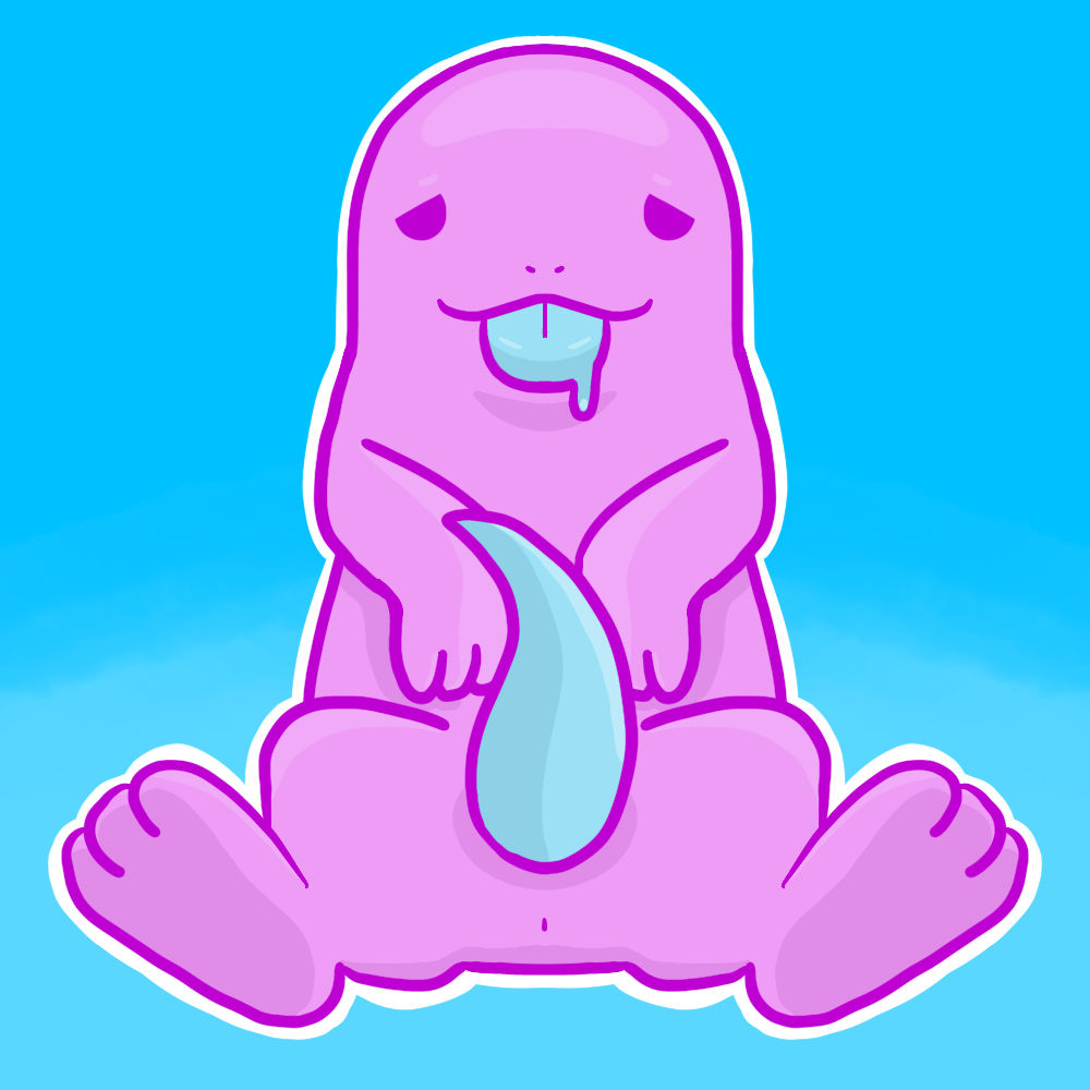 1:1 amphibian anthro anus blue_penis blue_tongue bodily_fluids drooling feet feral genitals male nintendo penis pink pink_body pink_skin pokémon_(species) pokemon quagsire saliva scalie solo spread_legs spreading tongue video_games whyv3rn303