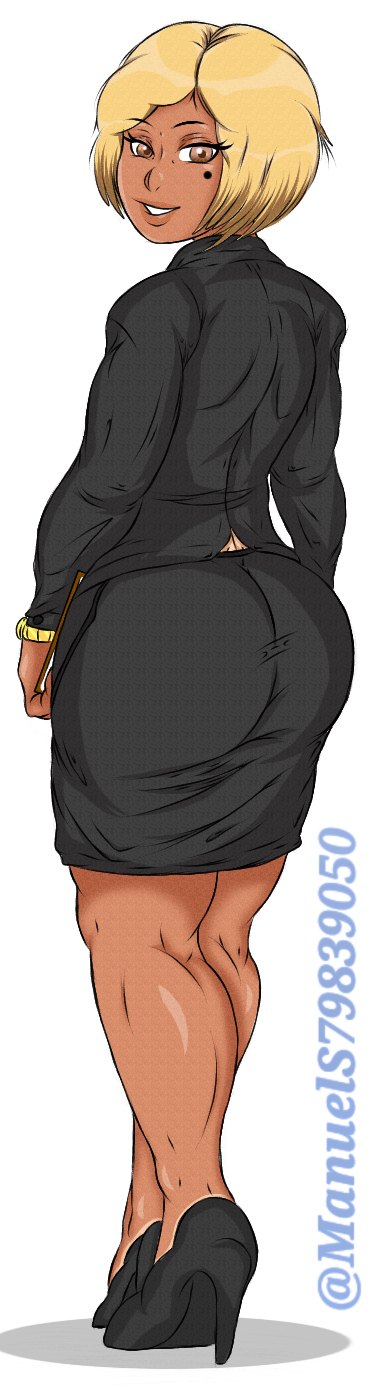 1girls ass big_ass big_butt big_penis blonde_hair buttplug dark-skinned_female female high_heels latina leila mole_on_ass mom_leila office_lady original original_character rocksbear_(artist) short_hair sketch thick_thighs wide_hips