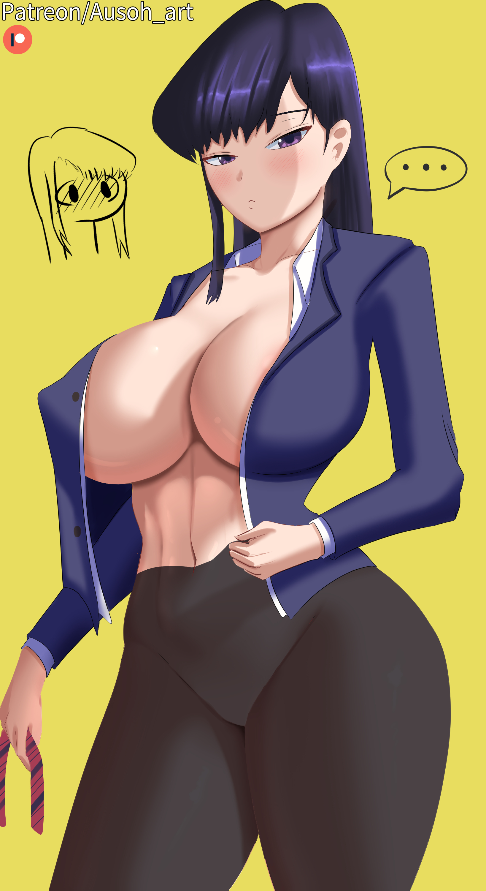 1girls, ausoh, big breasts, breasts, female, huge breasts, komi shouko, komi-san wa komyushou desu, solo, thick thighs, wide hips