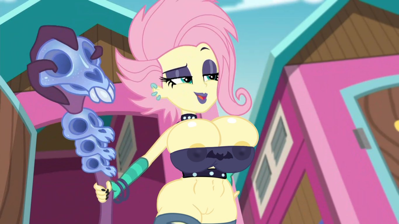 1girls accurate_art_style annon areola_slip areolae areolae_visible_through_clothing big_breasts bimbo breast_expansion breasts choker cleavage crystal_skull_staff ear_piercing edit edited_screencap equestria_girls eyeshadow female female_only flutterpunk fluttershy_(eg) fluttershy_(mlp) friendship_is_magic goth gothic hair_on_head hasbro huge_breasts large_breasts lipstick makeup my_little_pony nail_polish navel nipples purple_eyeshadow purple_lipstick pussy screencap screenshot screenshot_edit solo spiked_choker the_road_less_scheduled thick_thighs wide_hips