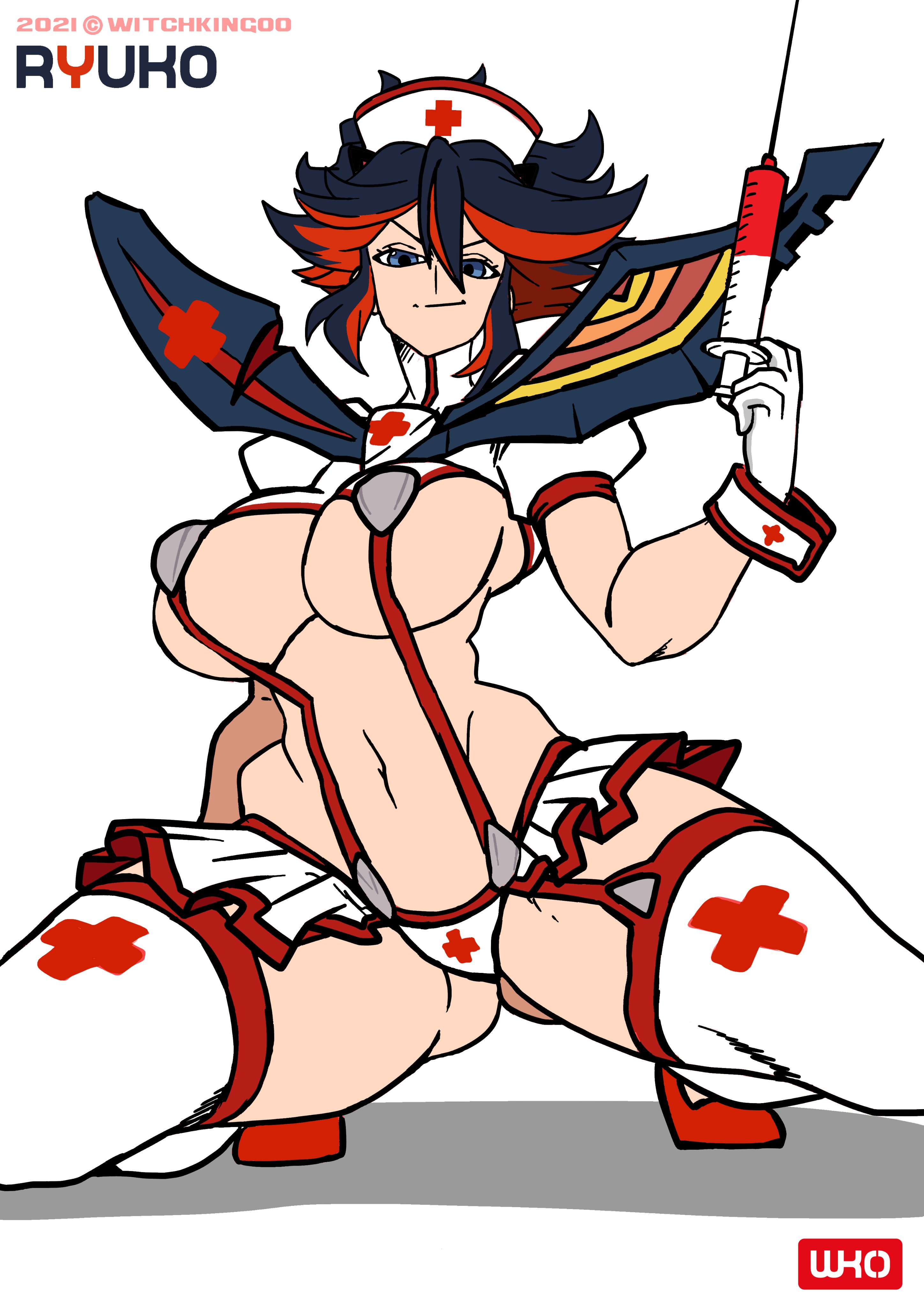 color, colored, costume, female, kill la kill, matoi ryuuko, nurse, nurse uniform, senketsu, tomboy, witchking00