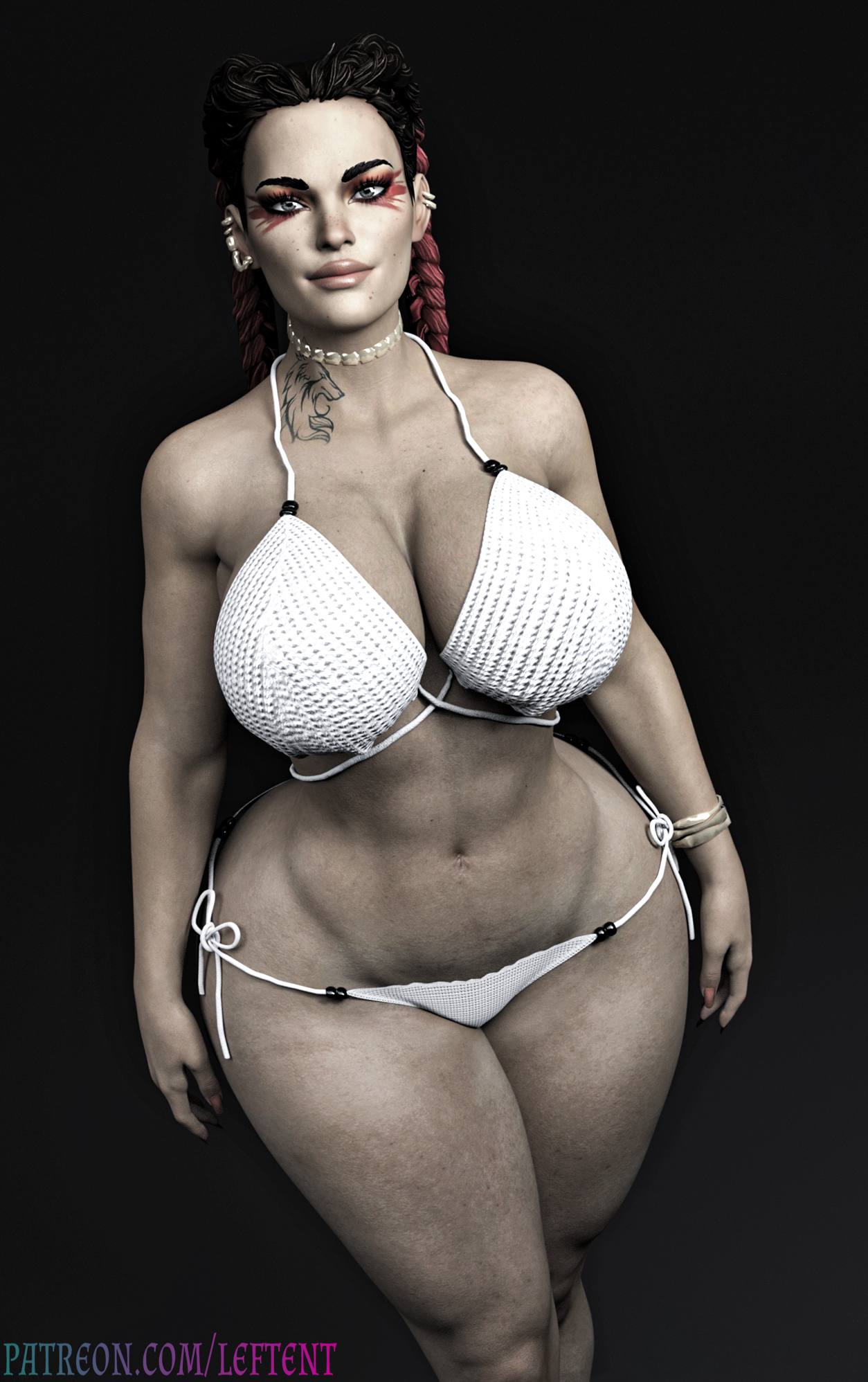 1girls, 3d, apex legends, ass, big ass, big breasts, bikini, breasts, curvy, dark skin, dark-skinned female, female, female only, highres, huge breasts, human, leftent, loba (apex legends), mature female, realistic, solo, thick thighs