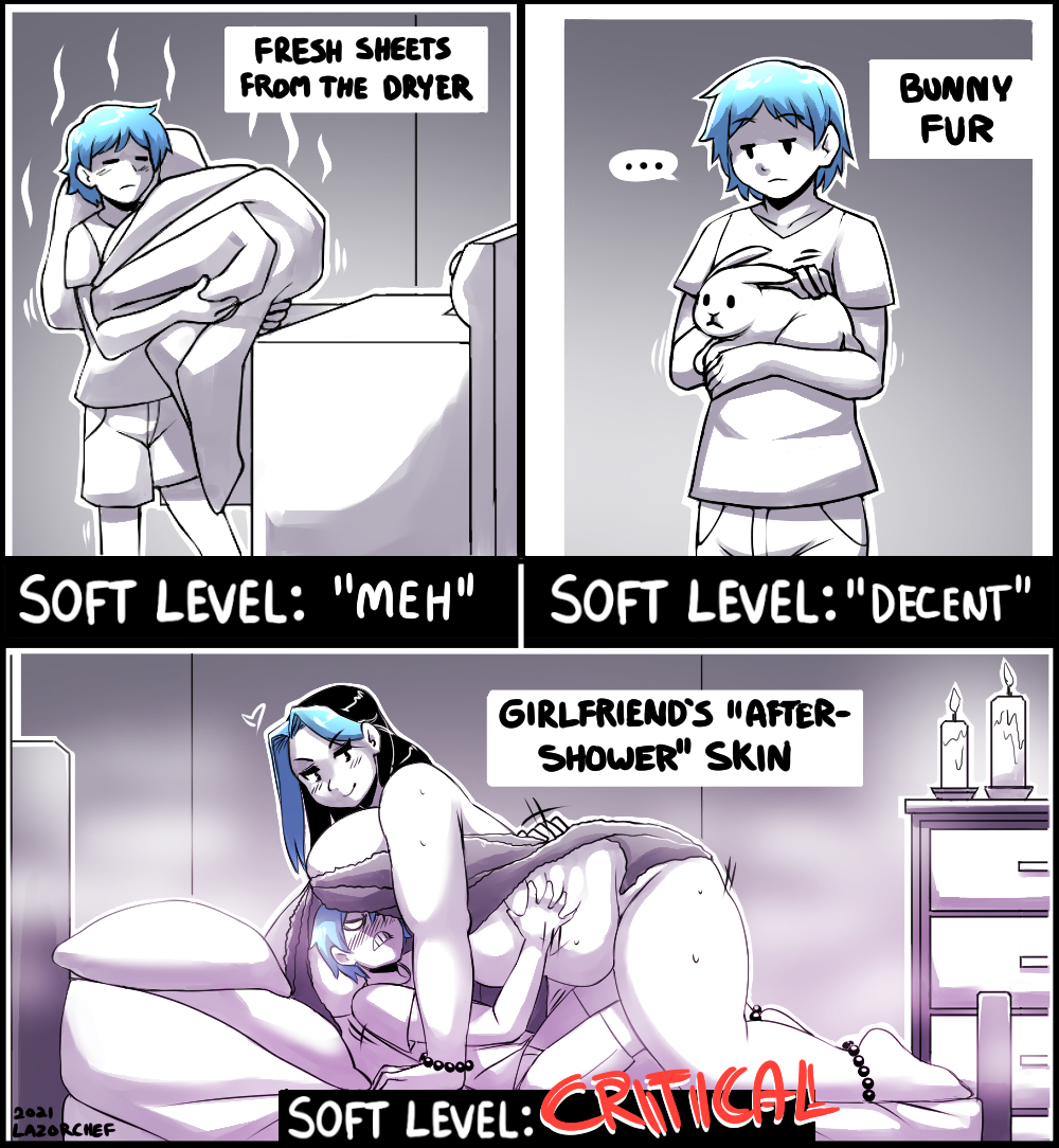 annoyed, annoyed expression, bbw, belly, bored, bored expression, breasts, candles, cassia (lazorchef), chubby, chubby female, female, female on top, large breasts, larger female, lazorchef, male, male on bottom, monochrome, multicolored hair, smaller male, text, text box, thick thighs, thighs, towel, underboob, watermark