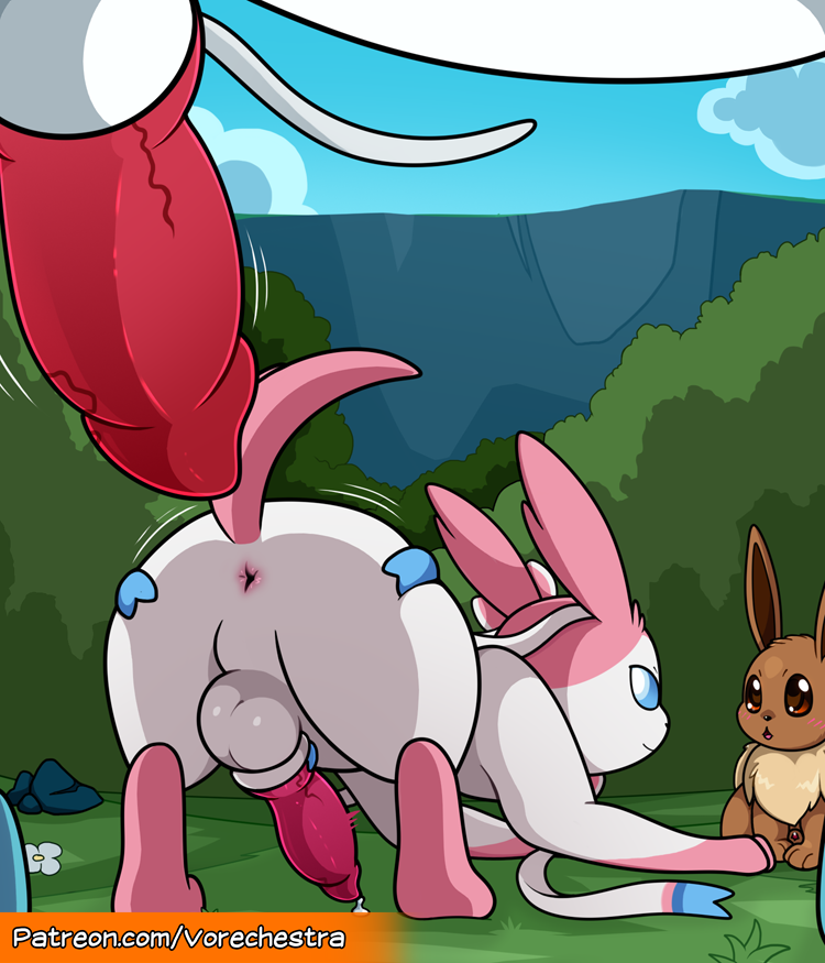 2020s 2021 anatomically_correct anatomically_correct_genitalia anatomically_correct_penis animal_genitalia animal_penis anus ass ass_up balls blue_eyes blush bodily_fluids brown_eyes bush_(disambiguation) canine_penis detailed_background eevee eeveelution erection feral feral_on_feral fur genital_fluids genital_focus genitals grass group imminent_sex inviting knot larger_male legendary_pokemon looking_back male male/male male_only male_sylveon mammal mountain nintendo outside paws penis plant pokemon pokemon_(species) precum presenting presenting_anus presenting_hindquarters quadruped raised_tail shaded sheath size_difference smaller_male solo_focus spread_butt spreading suicune sylveon text url vein veiny_penis video_games vorechestra