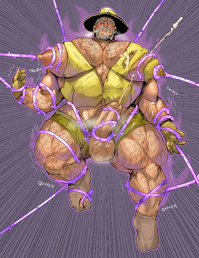 balls bara big_balls big_pecs big_penis boner bound cum dilf erection gay hairy hermit_purple jojo's_bizarre_adventure joseph_joestar lactation looking_pleasured male male_lactation male_only muscles muscular musk old_joseph orgasm paprikaboy penis ripped_clothing solo solo_male stand_(jjba) stardust_crusaders trembling