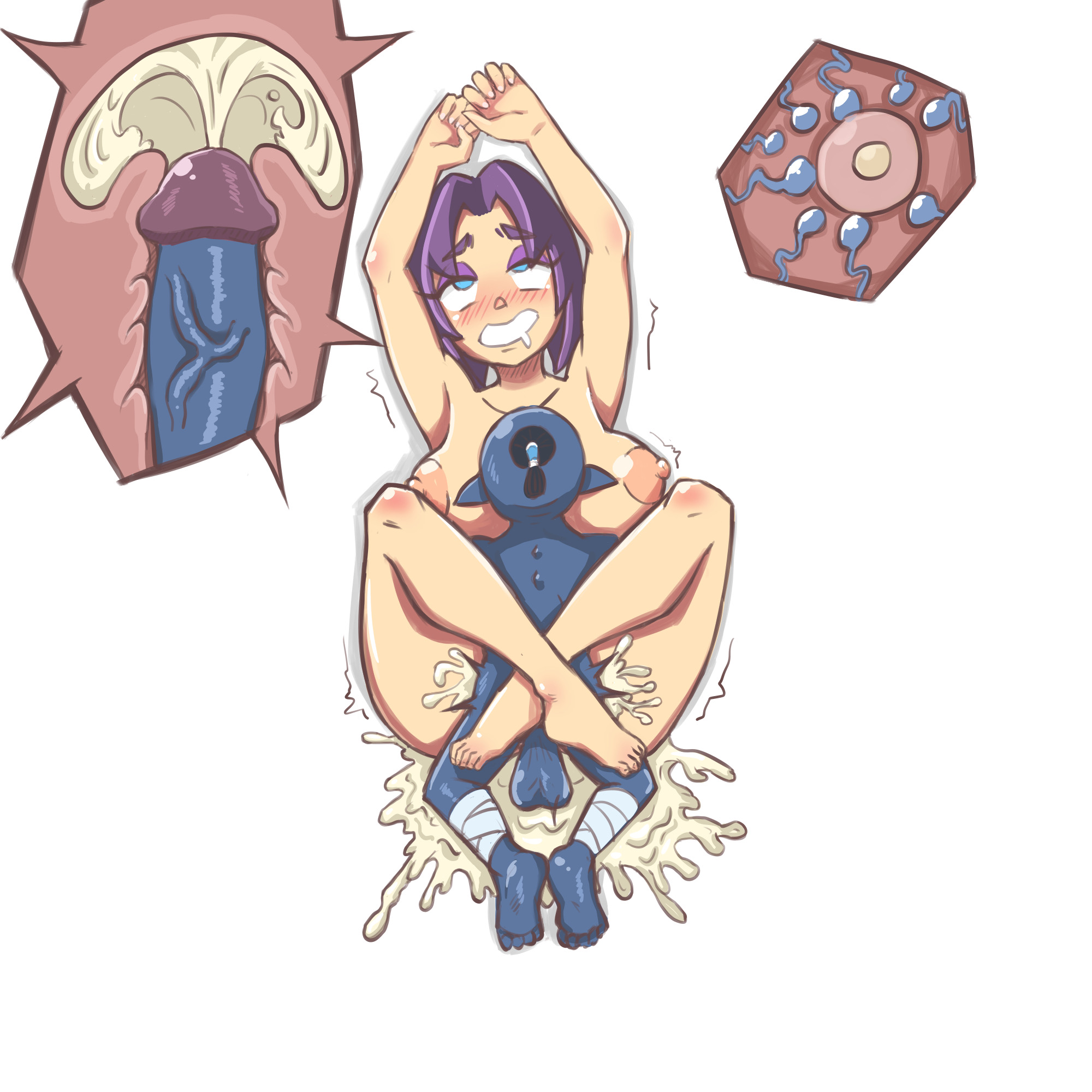 female, goblin, goblin male, impregnation, interspecies, male, monster, nakadashi, ovum, x-ray