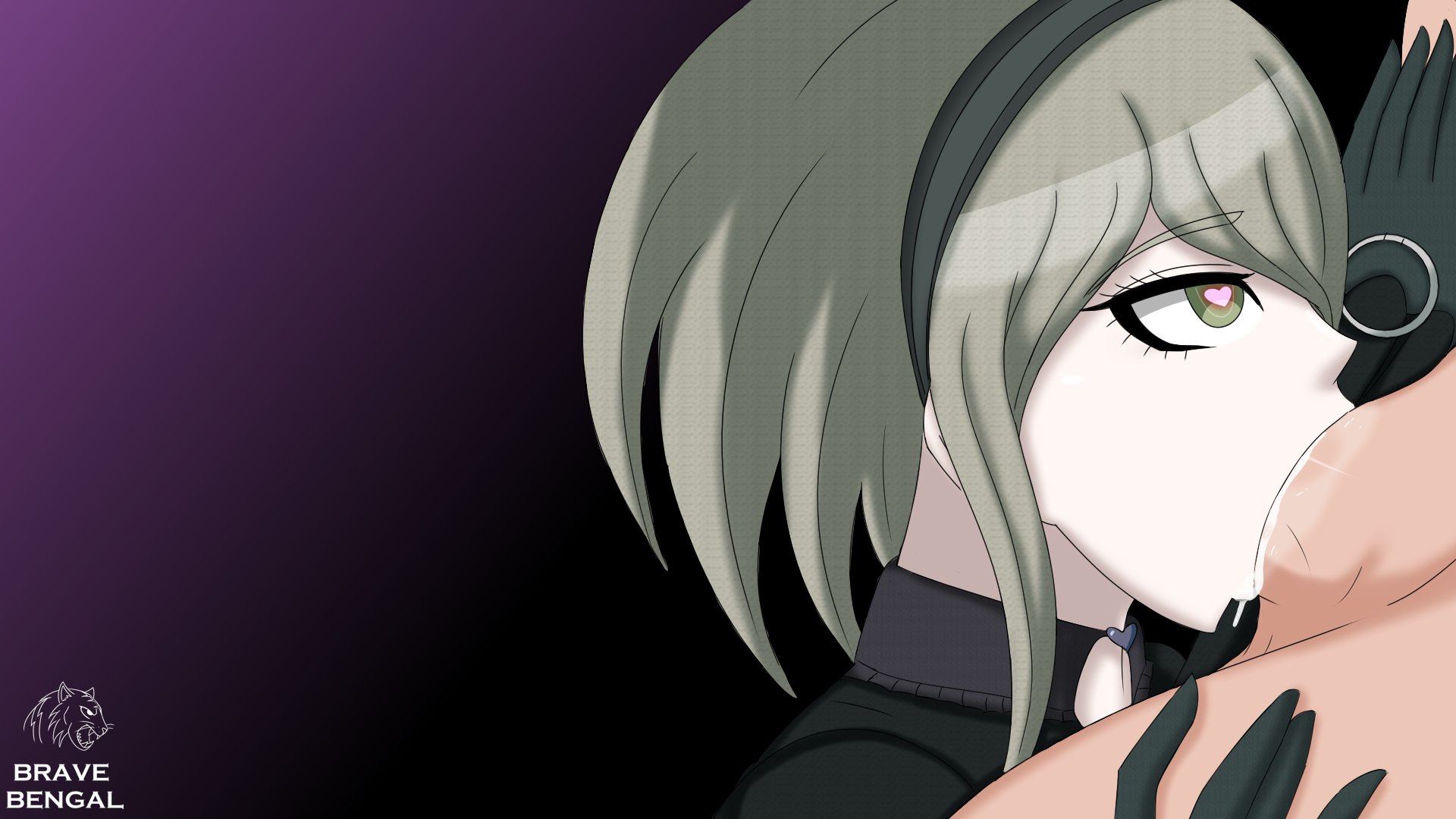 1boy, 1girls, alternate version available, anon, blowjob face, bravebengal, danganronpa, danganronpa v3, danganronpa v3: killing harmony, deep blowjob, deepthroat, duo, duo focus, fellatio, fellatio face, fellatio gesture, female, female on male, green eyes, green hair, heart-shaped pupils, human, human focus, light skin, light-skinned female, male, oral, oral sex, outercourse, pale skin, pale-skinned female, penis, penis in mouth, sex, short hair, side view, smooth skin, straight, straight sex, sucking, toujou kirumi