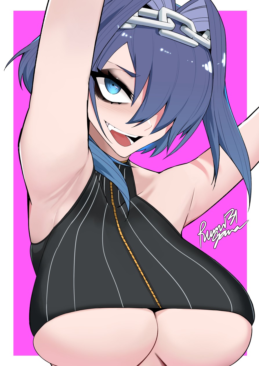 1girls, 2d, 2d (artwork), 2d artwork, adult, adult female, arm above head, arm up, armpit, armpit crease, armpit focus, armpit peek, armpits, arms up, background, big boobs, big breasts, black crop top, black eyebrows, black hair, black topwear, black-haired female, blue eyes, blue-eyed female, breasts, busty, busty female, busty girl, collarbone, color, colored, colored hair, colored inner hair, crop top, dark hair, digital, digital art, digital drawing, digital drawing (artwork), digital media, digital media (artwork), drawing, elbows, eye-level view, eyebrows, eyes, facing viewer, female, female focus, female human, female only, from front, front view, hair between eyes, hair covering eye, hair intakes, hair over eye, hair over one eye, hairless armpits, hand above head, hand up, hands up, hololive, hololive english, huge boobs, huge breasts, human, human female, human only, large boobs, large breasts, lean figure, looking at viewer, lower body out of frame, mature, mature female, mature woman, monotone background, multicolored hair, narrow waist, one color background, open mouth, open mouth smile, ouro kronii, parted lips, pink background, plain background, plump breasts, portrait, posing, posing for the viewer, presenting armpit, rumigawa31, shaved armpits, short hair, shoulders, skindentation, slender body, slender waist, slim female, slim waist, smile, smiley face, smiling, smiling at viewer, solid color background, solo, standing, teeth, teeth visible, tongue, top view, topwear, underboob, upper body, upper teeth, virtual youtuber, vtuber, vtuberfanart, white border, woman