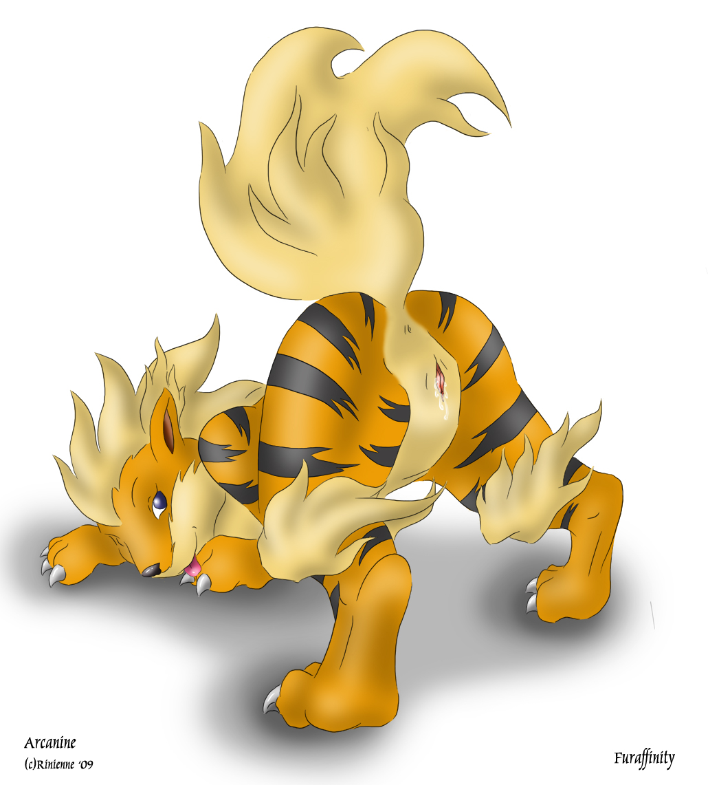 anus arcanine color female female_only feral fur furry_ears furry_tail looking_back nintendo nude pokemon pokemon_(species) raised_tail rinienne solo tagme tail vulva