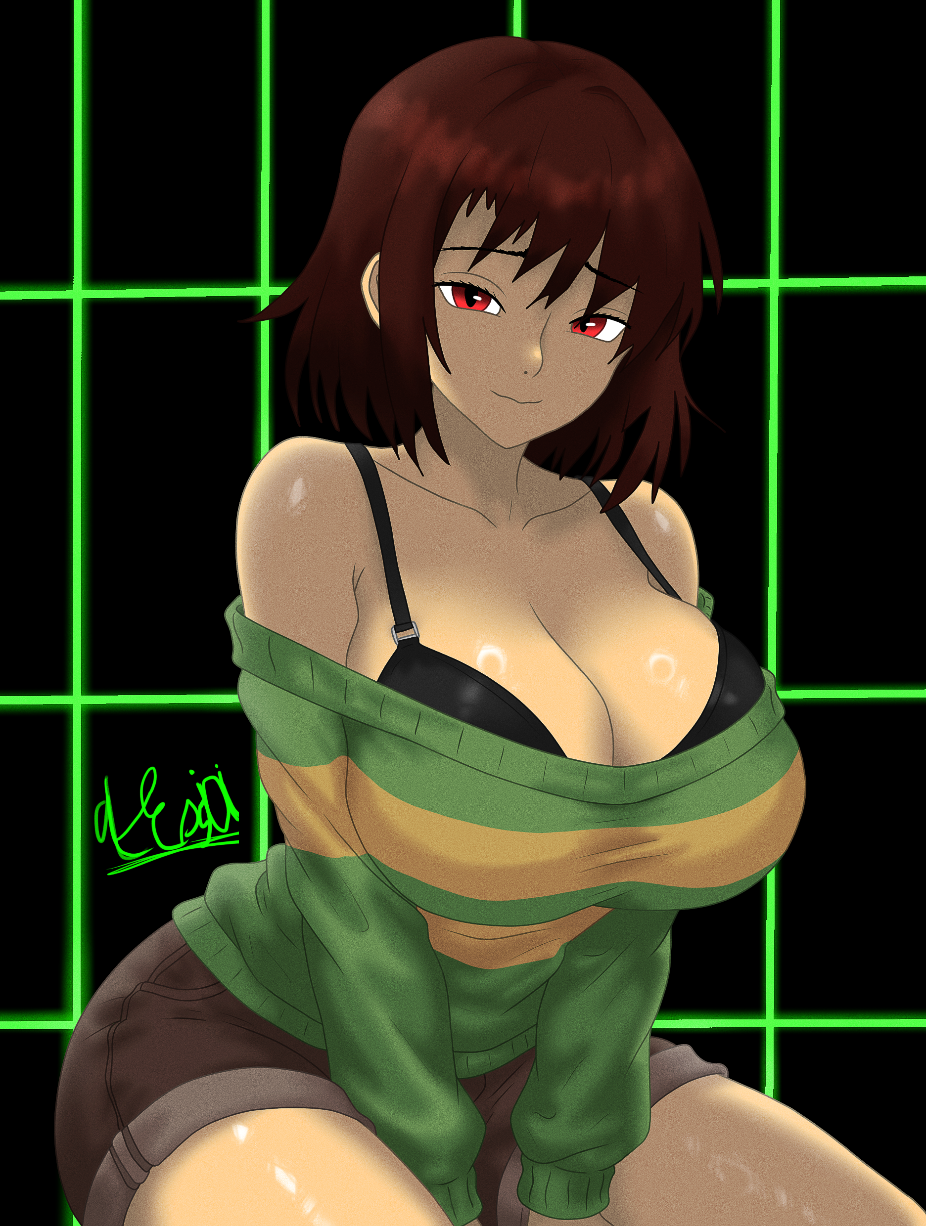 1girls, 2026, 2d, absurd res, alexjoi, big breasts, boobs, bra, bra strap is showing (meme), breasts, breasts bigger than head, chara, chara (undertale), cleavage, covered nipples, curvy, curvy body, curvy female, curvy figure, cute, digital drawing (artwork), digital media (artwork), female, female chara, female focus, hair, hi res, huge breasts, large breasts, red eyes, red hair, straight, sweater, text, thick thighs, thighhighs, thighs, toby fox, undertale, undertale (series), undertale fanfiction