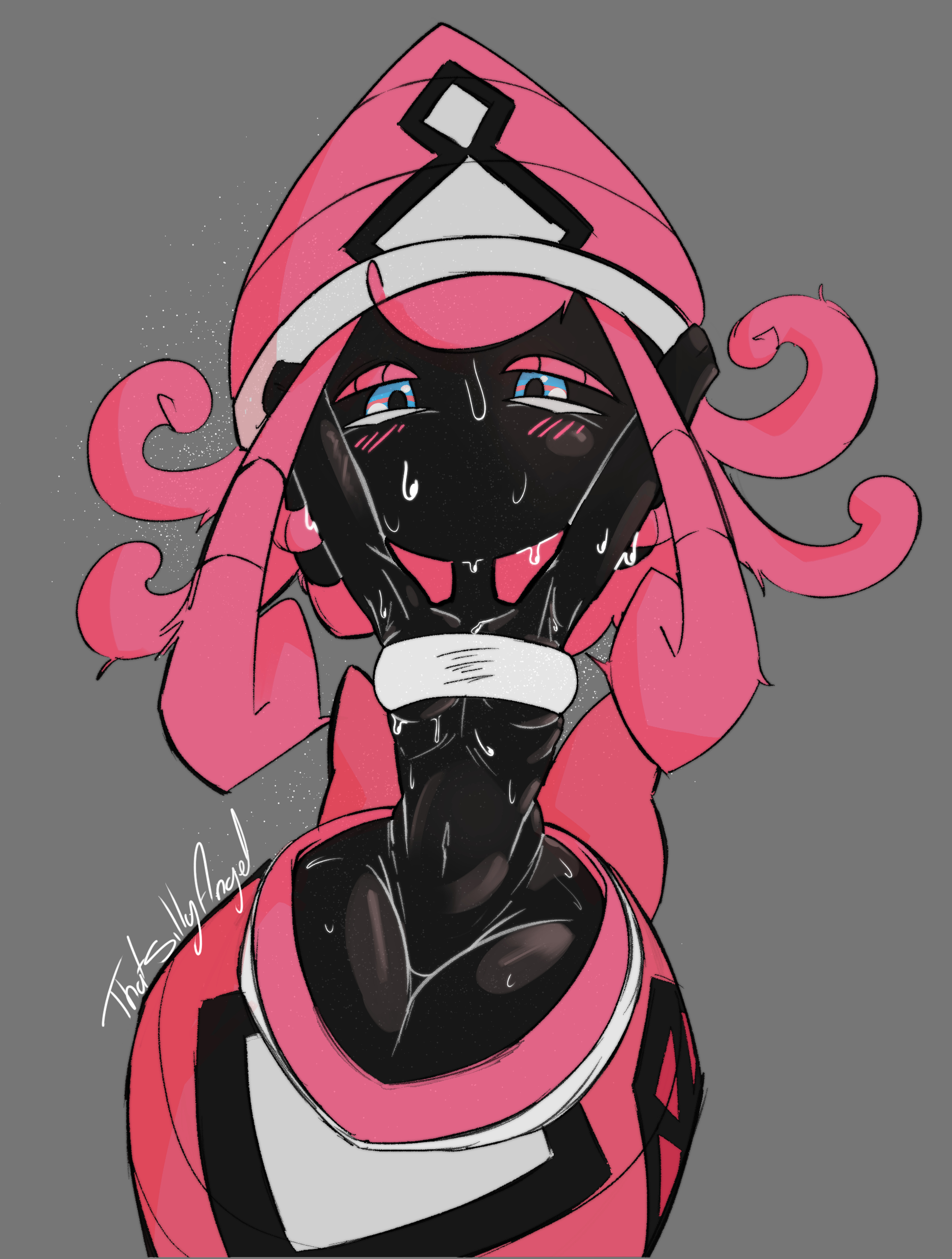 1girls, 2d, black skin, female, female focus, female only, generation 7 pokemon, humanoid, humanoid female, humanoid only, legendary pokemon, nintendo, pokemon, pokemon (species), solo, solo female, sweat, tapu lele, thick thighs, thighs, twitter link, wide hips