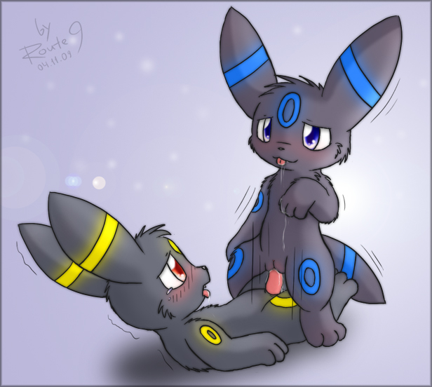 blue_eyes blush breasts color eeveelution female feral fur glowing glowing_fur insertion male nintendo penis pokemon pokemon_(species) red_eyes route9 sex straight tagme umbreon