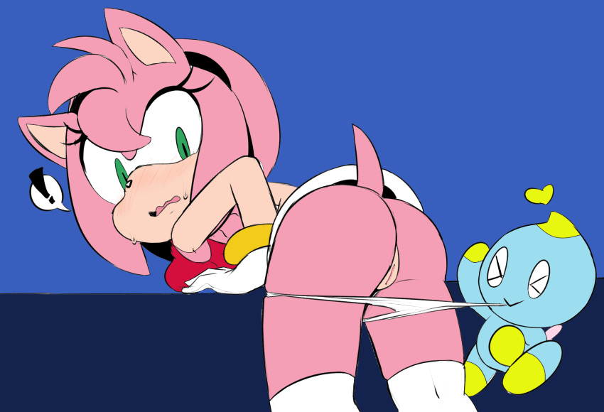 amy_rose ass chao_(sonic) hearlesssoul hedgehog panties pink_hair pink_penis sonic_(series)