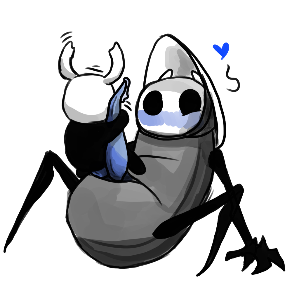 anthro artist_request big_penis blue_penis blush blushing diphallia diphallism gay heart hemipenes hollow_knight hugging_penis insects male/ambiguous male_penetrating_ambiguous mask multi_penis on_ground penis penis_hug precum prehensile_penis protagonist_(hollow_knight) quirrel sexless size_difference team_cherry vessel_(species)