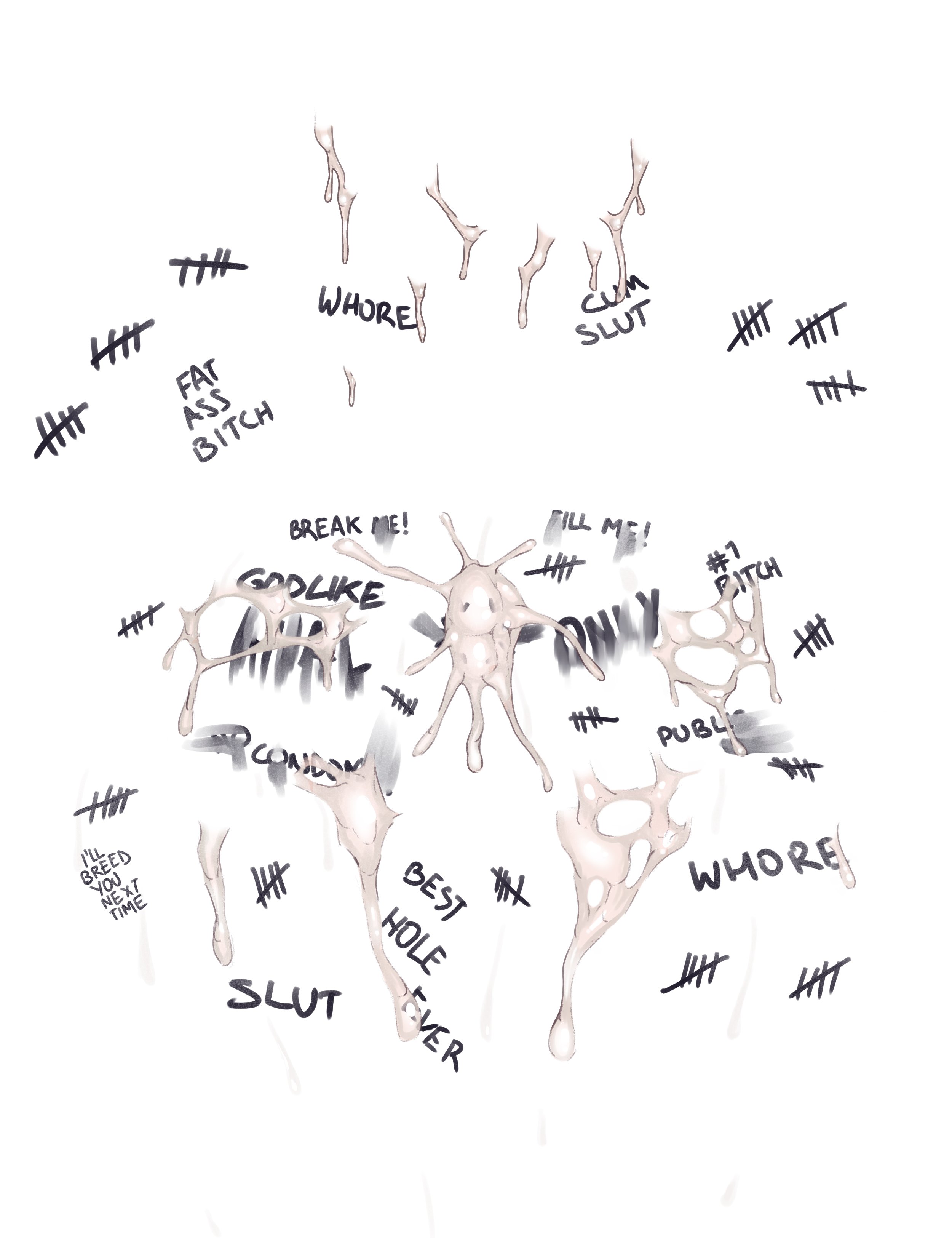 ass, body markings, body writing, bukkake, cum, cum everywhere, cum in ass, cum inside, english text, female, hagakure tooru (invisible), invisible girl, my hero academia, pokko (artist), tagme, tally marks, text, tooru hagakure, tooru hagakure (invisible)