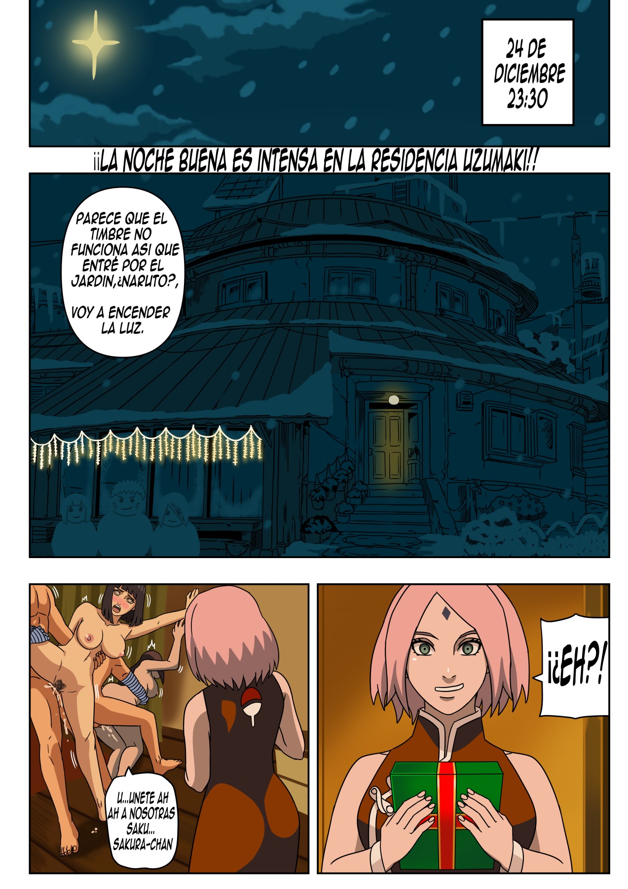 2boys, 3girls, against wall, blush, boruto: naruto next generations, brother in law and sister in law, caught, caught in the act, christmas, clone, clones, commentary, completely nude, cum, cumdrip, dialogue, doggy style, dripping, dripping cum, english translation, female, foursome, gift, haruno sakura, holding object, home, hyuuga hanabi, hyuuga hinata, indoor, male, moaning, muscular, muscular male, naruto, naruto (series), ninrubio, notes translation, nude, nude female, nude male, outdoors, present, sakura haruno, sisters, spanish text, speech bubble, standing, standing sex, swingers, talking, text, translated, uchiha sakura, uzumaki hinata, uzumaki naruto, walk-in