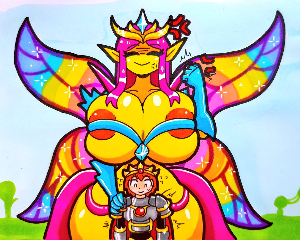 armor big_breasts blush blushed closed_eyes empress_of_light fairy_wings giantess huge_breasts imminent_rape mr.ctm size_difference smaller_male taller_girl terraria wide_hips