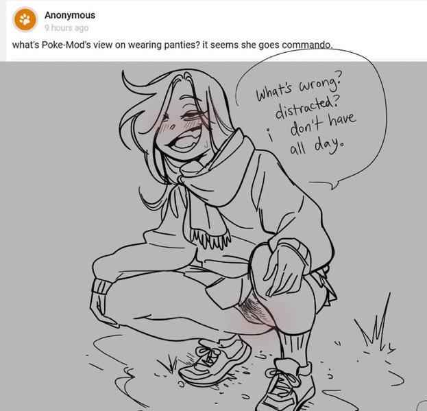 bottomless, crouching, female, glacierclear, mod (glacierclear), monochrome, outside, pubic hair, pussy, smug, upskirt
