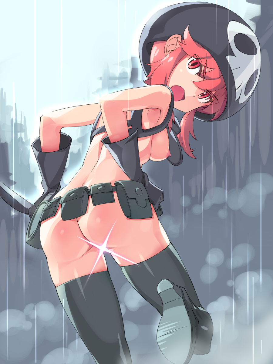 1girls ass censored functionally_nude jakuzure_nonon kill_la_kill michairu nudist_beach_uniform pink_hair solo tagme