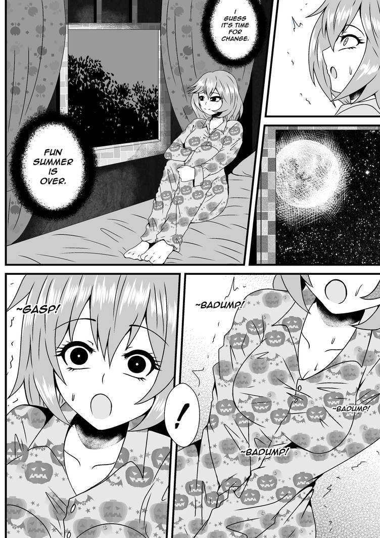 1girls age_progression breast_expansion breasts comic female female_only full_moon growth monochrome sephzero solo solo_female