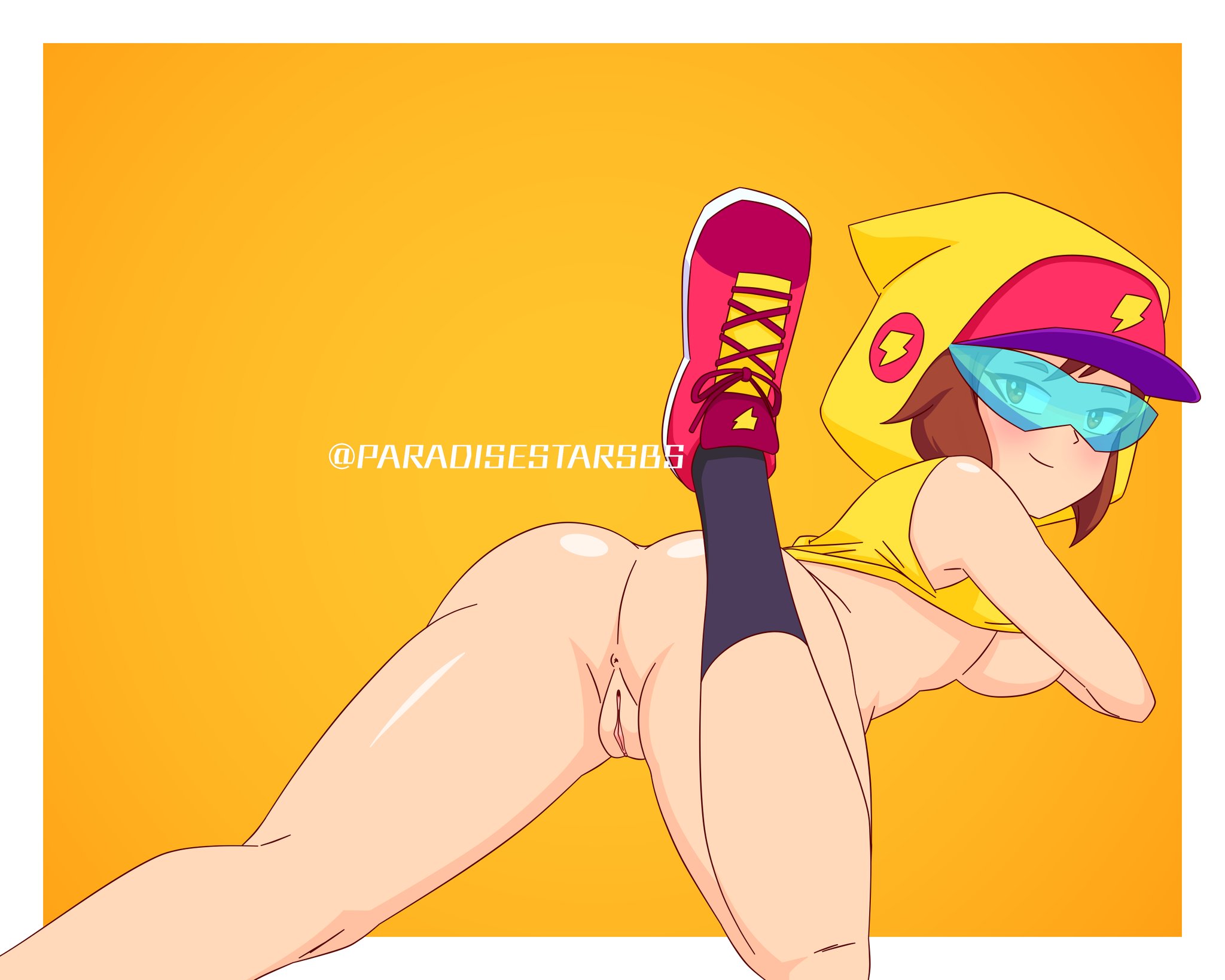 (mirius), blue-tinted eyewear, brawl stars, female, hat, max (brawl stars), naked footwear, naked shoes, nude, paradisestarsbs, pussy, shoes, streetwear max, tagme, tinted eyewear, visor, visor (eyewear), visor glasses