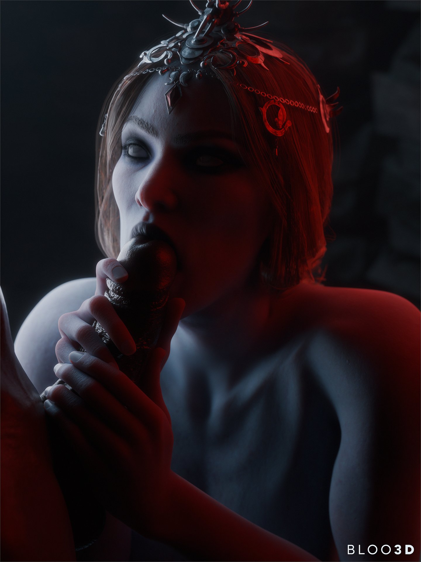 1boy, 1girls, 3d, 3d (artwork), 3d model, baldur's gate, baldur's gate 3, blender, blender (software), blonde, blonde female, blonde hair, blonde hair female, blonde-haired female, bloo3d, blowjob, blowjob face, blowjob only, fellatio, fellatio face, female, female focus, grey skin, grey skinned female, larian studios, long hair, male, male/female, oral, oral sex, orin the red, penis in mouth