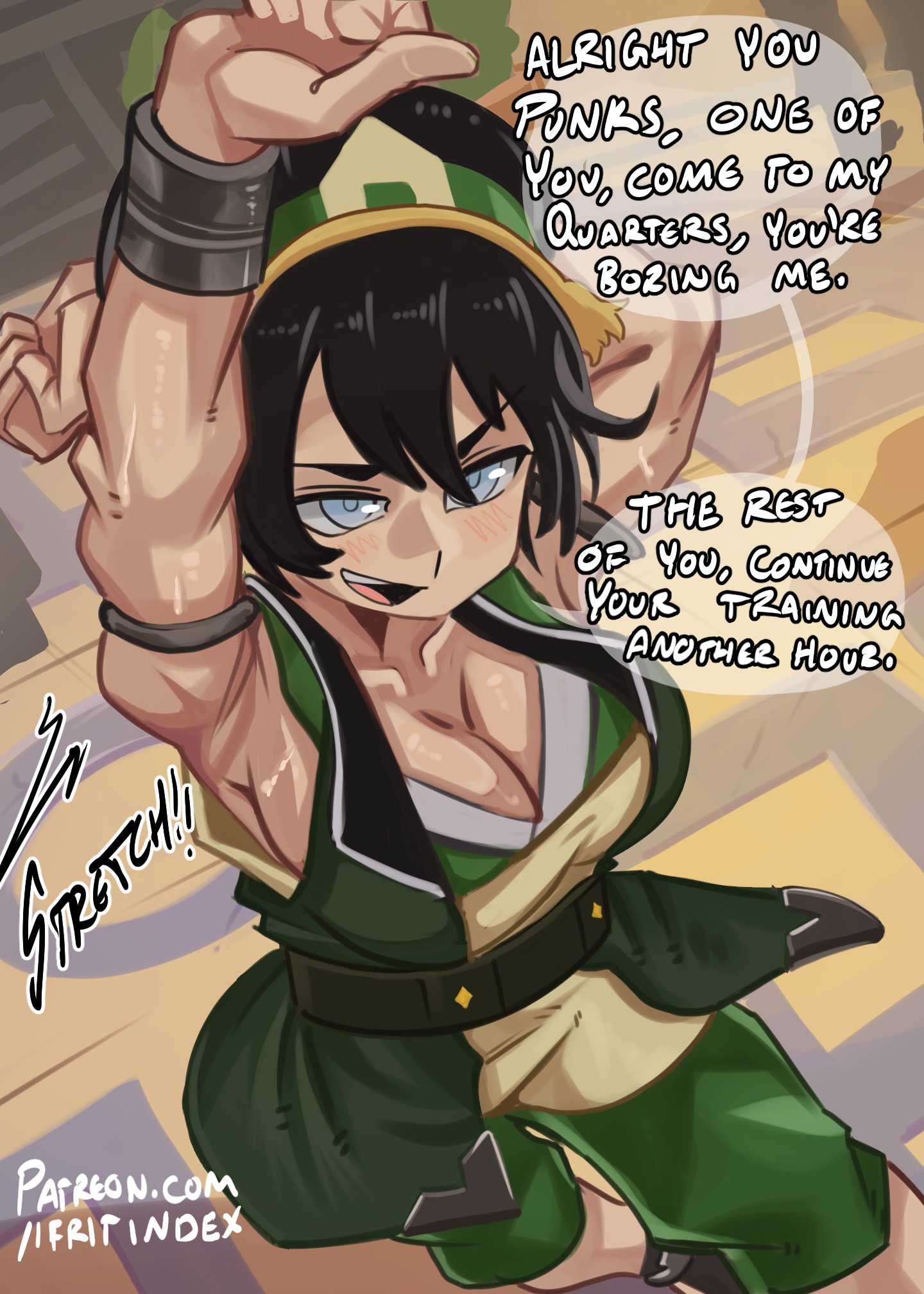 1girls, avatar the last airbender, biceps, big boobs, big breasts, black hair, black hair female, blind, blind female, boobs, breasts, female, female focus, female only, fit, fit female, huge breasts, large boobs, large breasts, light skin, light-skinned female, massive breasts, moxydraws, moxydrawsmore, muscle, muscle mommy, muscles, muscular, muscular female, nickelodeon, nicktoons, solo, solo female, solo focus, the legend of aang, thick thighs, thighs, toned, toned female, toph bei fong
