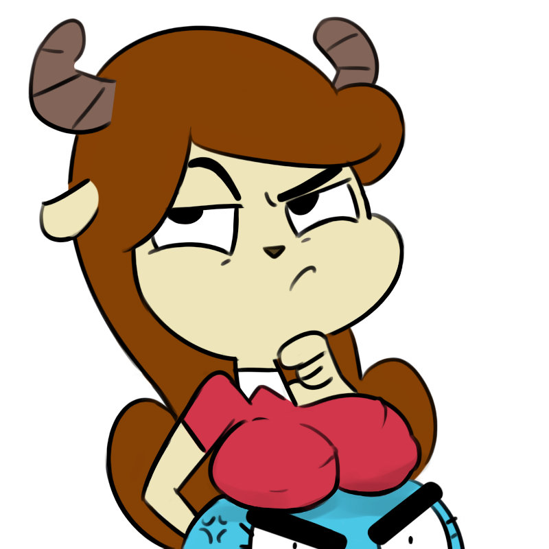 angry_face anonymous_artist big_breasts black_eyes bovid bovine breasts caprine chun-ni digital_drawing_(artwork) digital_media_(artwork) funny furry goat goat_girl goat_horns miracle_star nicole_watterson red_clothing simple_background the_amazing_world_of_gumball thinking white_background zeigram zeigram_(colors)