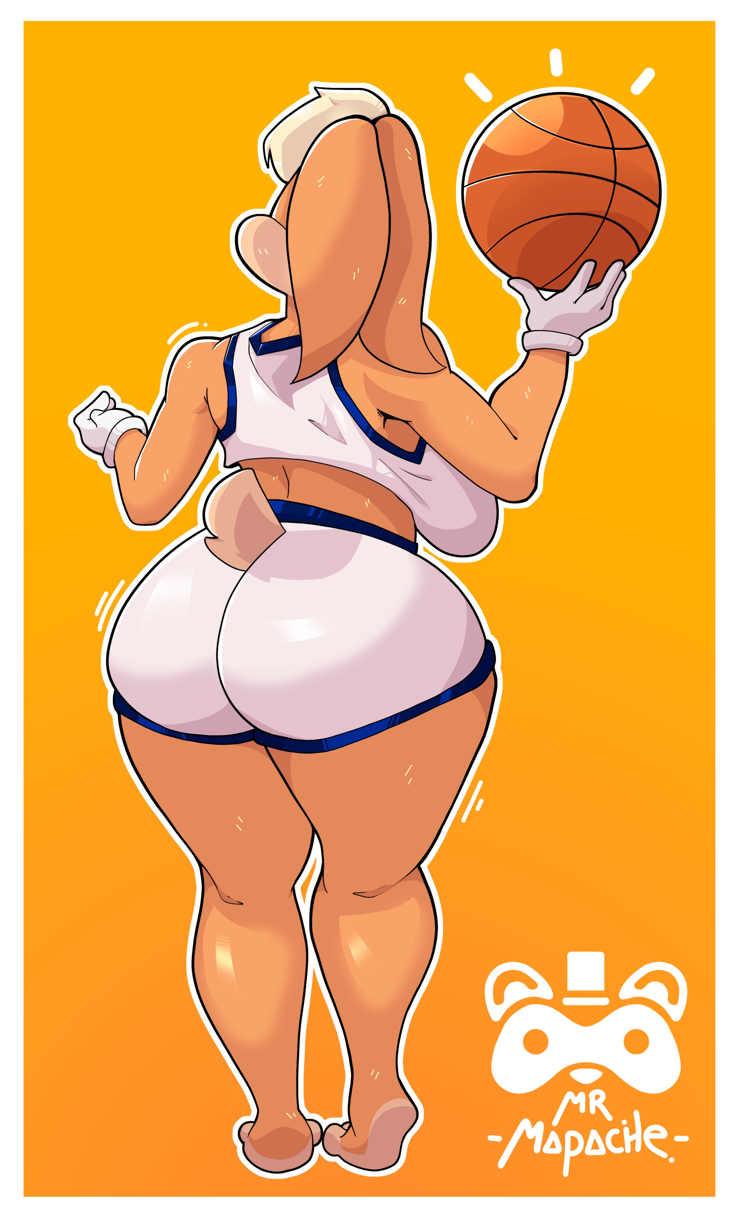 1girls, 2d, anthro, ass, ass focus, back view, big ass, big breasts, big butt, big thighs, big titties, breasts, bunny ears, bunny girl, bunny tail, butt focus, clothing, curvaceous, curvaceous female, curvaceous figure, curvy, curvy figure, curvy hips, digital media, female, female only, furry, furry female, furry only, lola bunny, looney tunes, mr mapache, solo, yellow fur, yellow hair