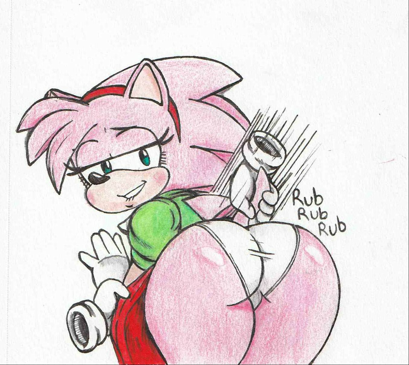 amy_rose anthro anthro_only ass big_ass big_butt biting_lip butt classic_amy_rose orange_skirt panties playing_with_tail skirt_grab smug_face sonic_(series) tail tail_grab tail_rub tail_rubbing tailjob teeth_showing upskirt vampiricpig