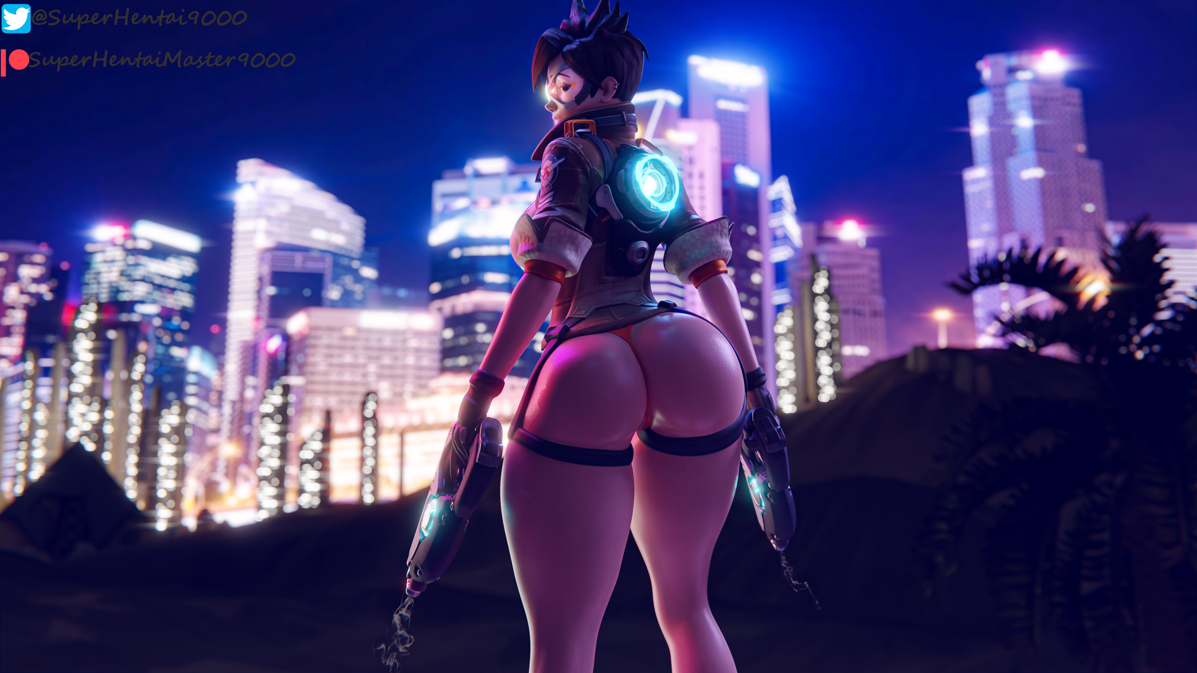 1girls, 3d, alive (overwatch animated short), ass, big ass, casual, chronal accelerator, eyewear, female, female only, firearm, goggles, gun, guns, handgun, harness, huge ass, large ass, looking back, looking to the side, orange-tinted eyewear, overwatch, overwatch 2, overwatch archives, pale skin, pistol, short hair, solo, superhentaimaster9000, thick thighs, thong, tinted eyewear, tracer, visor, wallpaper, weapon
