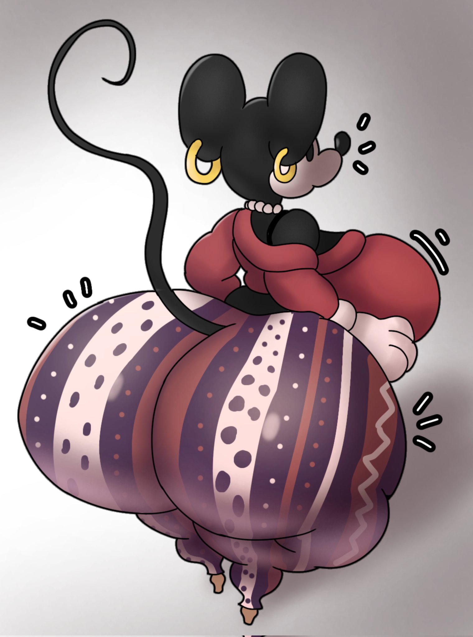 1girls, absurd res, anthro, anthrofied, ass, ass bigger than head, ass focus, back view, backboob, bent over, big ass, big breasts, black body, black eyes, black fur, bottom heavy, breasts, breasts bigger than head, bubble ass, bubble butt, busty, clothed, clothing, collar, curvaceous, curvy, curvy female, digital media (artwork), disney, earrings, eyebrows, eyelashes, fat ass, female, female focus, female only, flare pants, forbidden pants, fur, furry, glistening, glistening body, hi res, hourglass figure, huge ass, huge breasts, looking back, mammal, meme, minnie mouse, motion lines, mouse, murid, public domain, rodent, rodent humanoid, solo, thedeathcrow05, thick thighs, twitter link, voluptuous, voluptuous female, wide hips