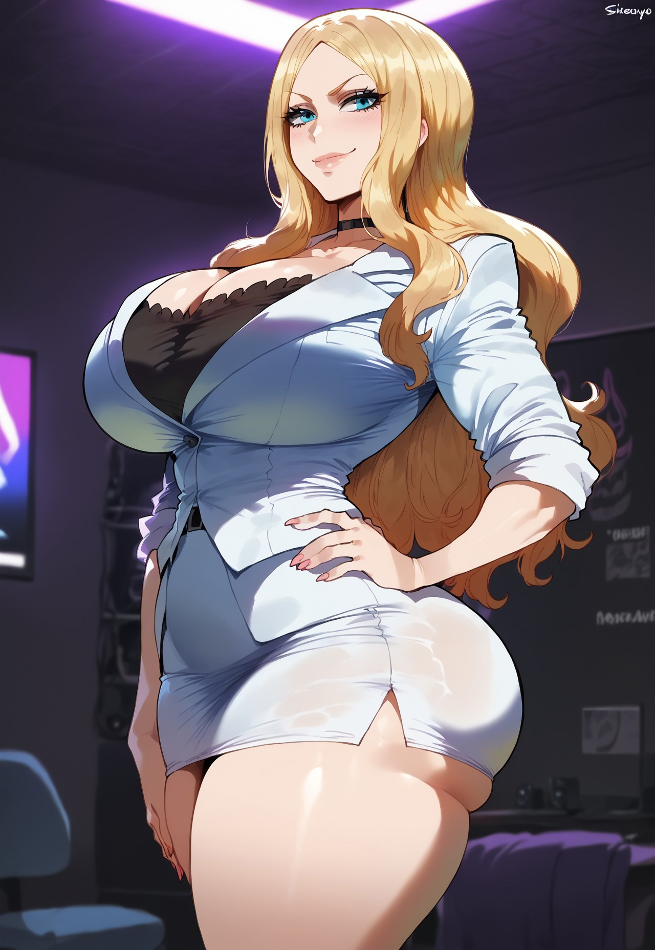 ai generated, ass, assassination classroom, big ass, big breasts, blonde hair, blue eyes, breasts, bubble ass, bubble butt, female, irina jelavic, large breasts, rayasox