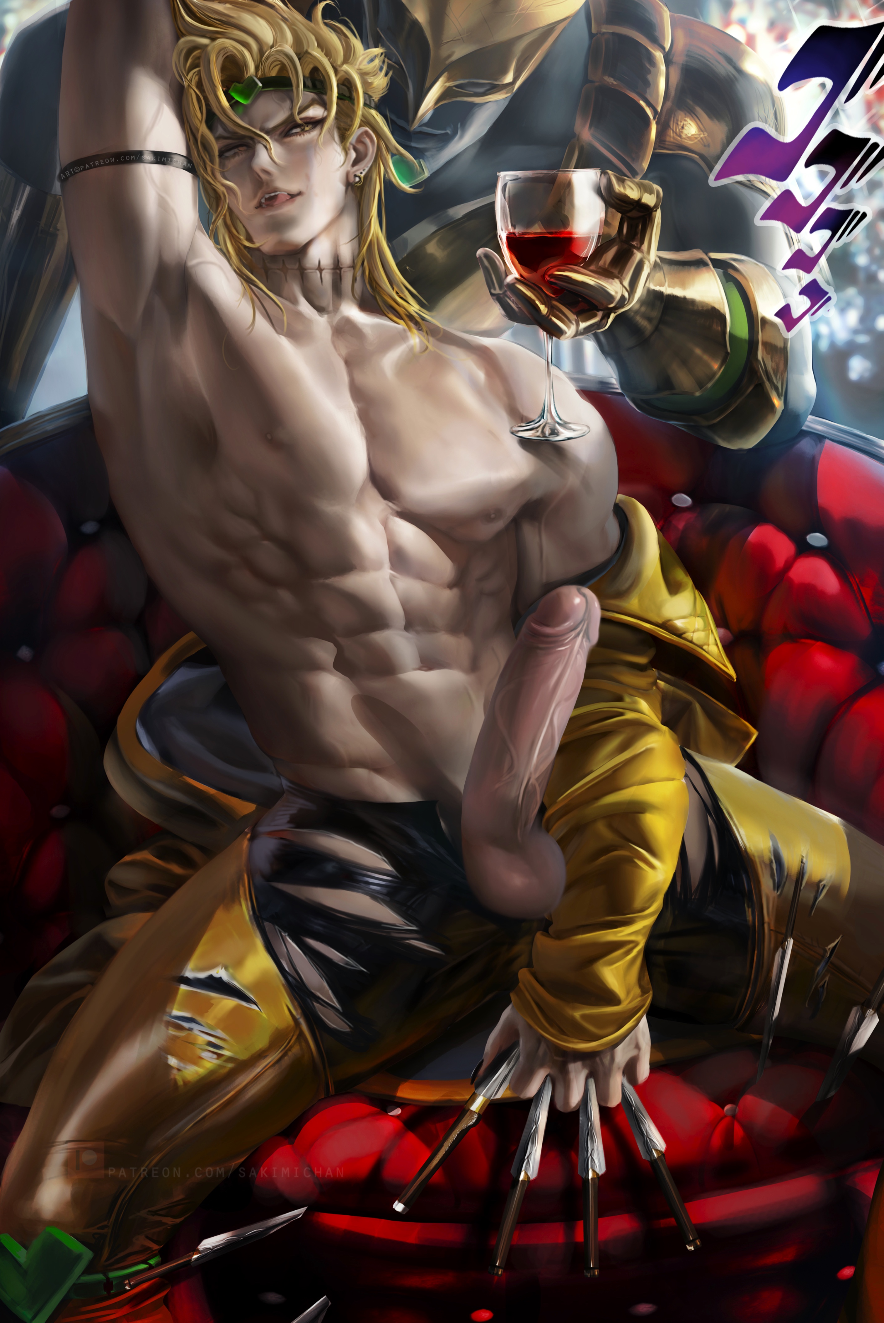 1boy, dio brando, jojo reference, jojo's bizarre adventure, male, male only, sakimichan, stand (jjba), stardust crusaders, the world