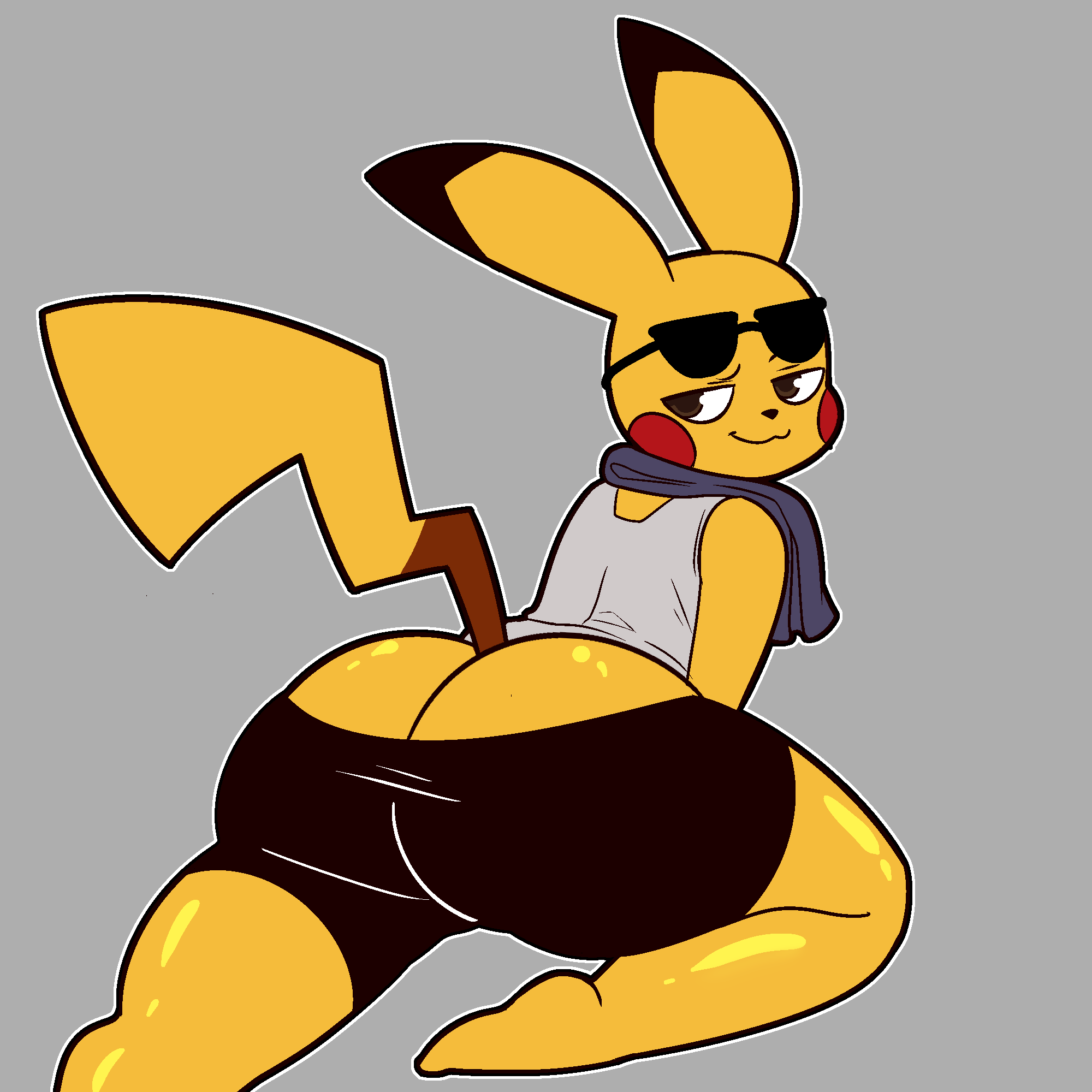 1boy anthro ass_focus big_ass big_booty_pikachu big_butt femboy goldeneyensfw male male_only pikachu pokemon solo