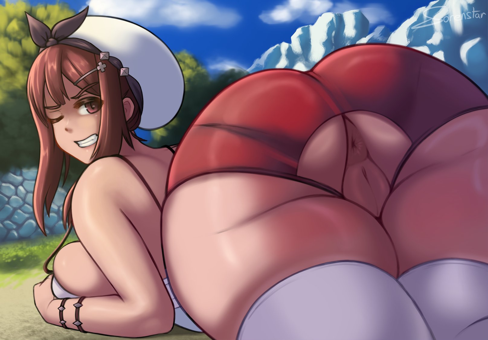 1girls, anus, ass, atelier (series), atelier ryza, big ass, female, female only, huge ass, pussy, reisalin stout, solo, sorenstarz, thick thighs, wide hips