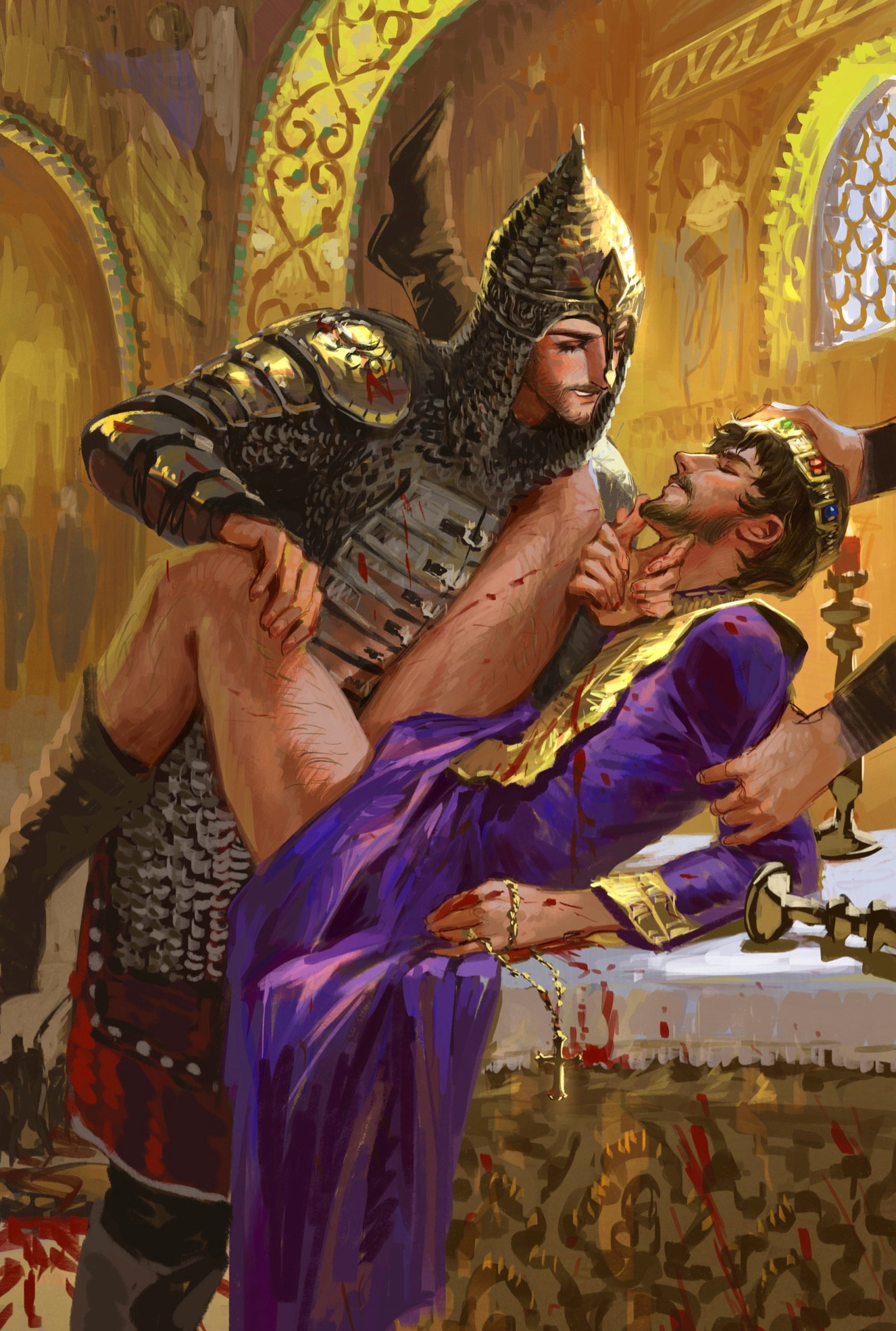 3boys, archon of flesh, armor, blood on face, byzantine, christian on muslim, christianity, church, constantine xi, crown, gangbang, gay, held down, historical, history, imminent rape, instant loss, interfaith, interracial, islam, male, medieval, mehmed ii, middle eastern, muslim, ottoman empire, raped by enemy, religion, religious symbols, soldier, spoils of war, yaoi