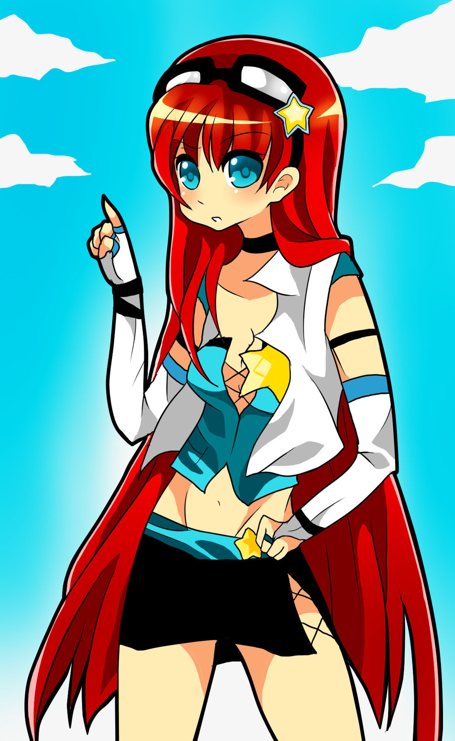 artist_request blue_eyes cartoon_network johnny_test_(series) labcoat navel outside programmer red_hair short_skirt source_request straight_hair susan_test tagme white_body