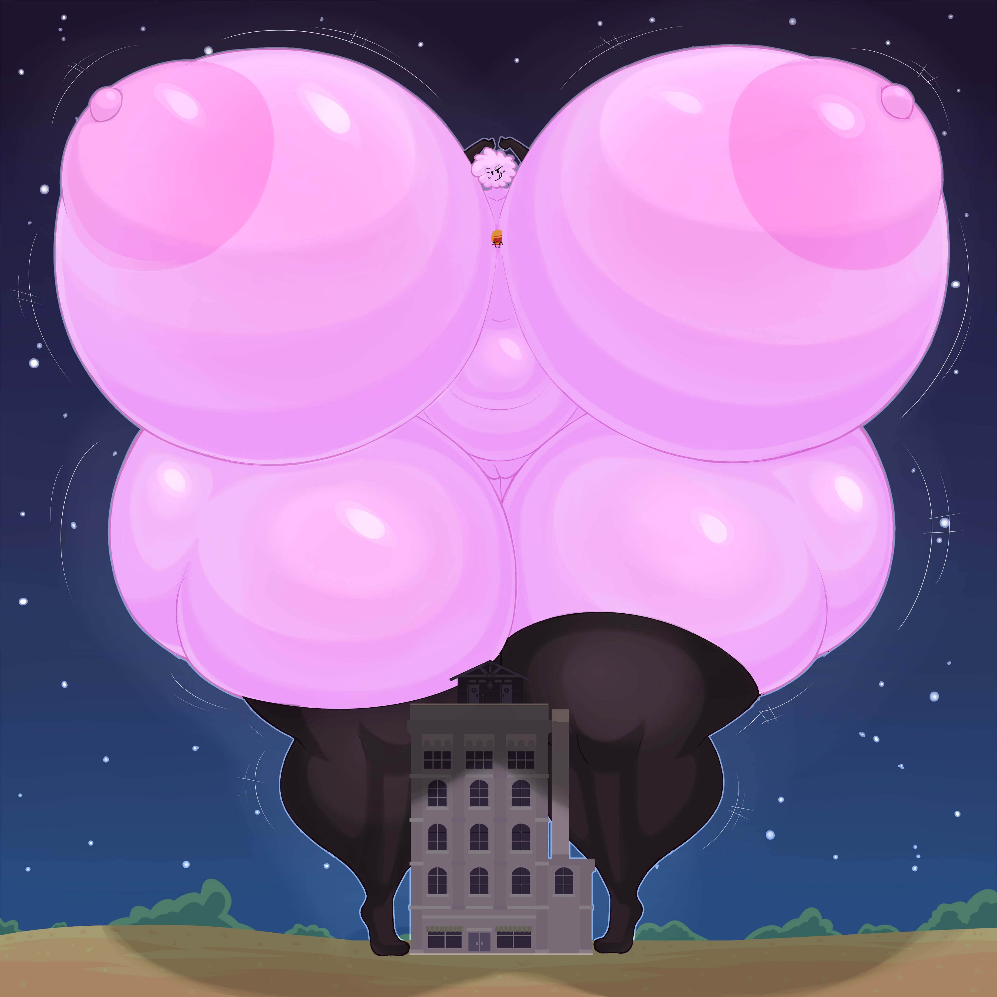 1boy, 1female, 1girls, ass expansion, ass growth, battle for dream island, bfdi, bigger than building, breast expansion, breast growth, butt expansion, butt growth, casual nudity, cleavage, expansion, fluffy, fries (bfdi), fromariels, giant breasts, giant female, giant thighs, giantess, growing, growth, hotel, humanized, humanized object show, hyper, hyper ass, hyper breasts, hyper butt, hyper thighs, in cleavage, object show, object shows, puffball, puffball (bfdi), the power of two, thigh expansion, tpot