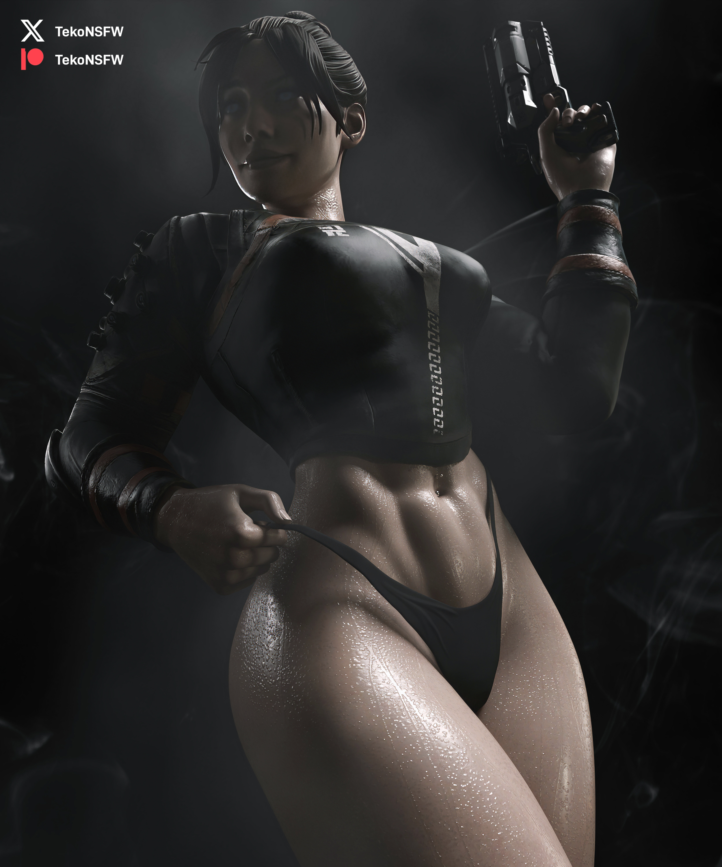 3d, abs, apex legends, tagme, tekonsfw, thick thighs, thong, wraith (apex legends)
