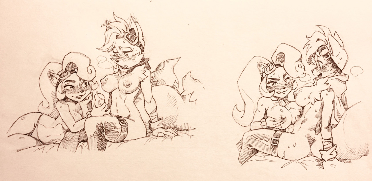 anthro, blush, breasts, coco bandicoot, crash (series), crossover, female, fur, furry, futanari, intersex, nipples, paizuri, panties, penis, rule 63, sonic (series), tails, tails the fox, tailsko, twistedterra, visible breath, yuri